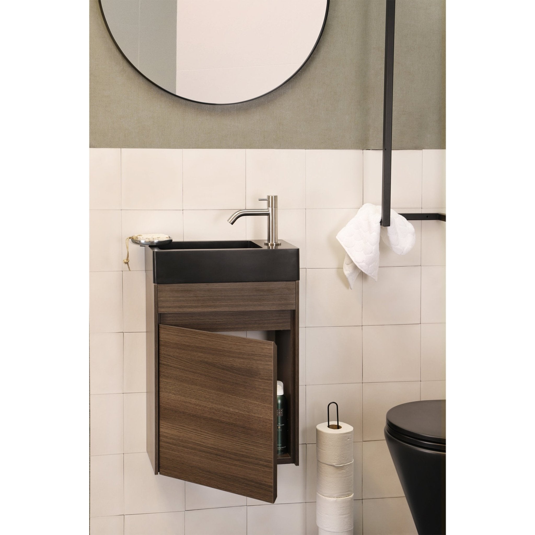 Differnz Hura L meubel links/rechts knock down FSC® | grijs eiken | 40 cm - Mozaiektegel.com