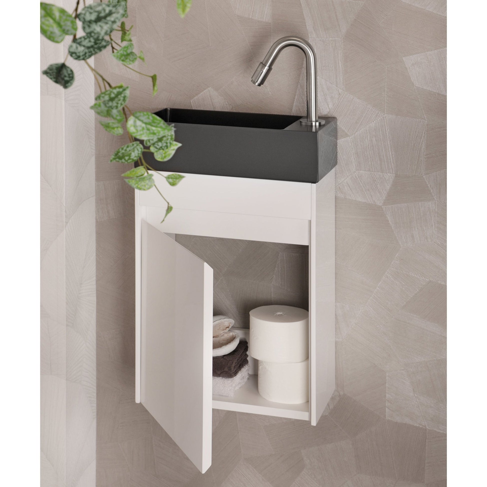 Differnz Hura L meubel links/rechts knock down FSC® | wit | 40 cm - Mozaiektegel.com