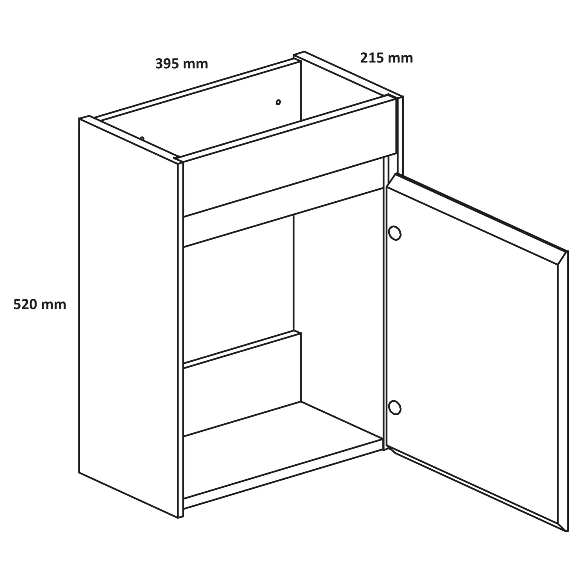 Differnz Hura L meubel links/rechts knock down FSC® | wit | 40 cm - Mozaiektegel.com