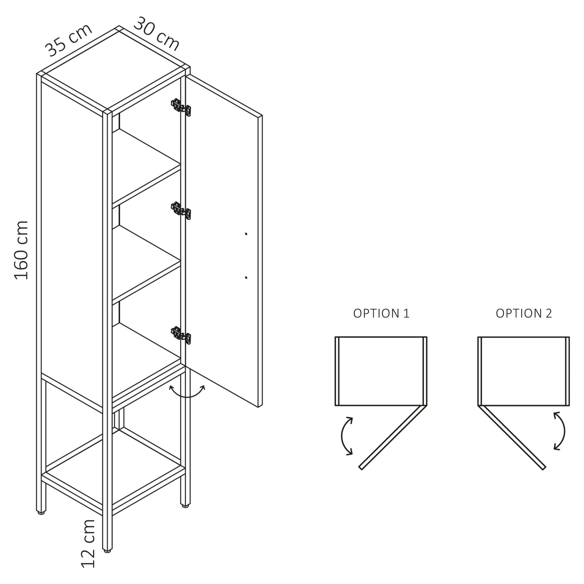 Differnz Industrial kolomkast FSC® | walnut | 35 x 30 x 160 cm - Mozaiektegel.com