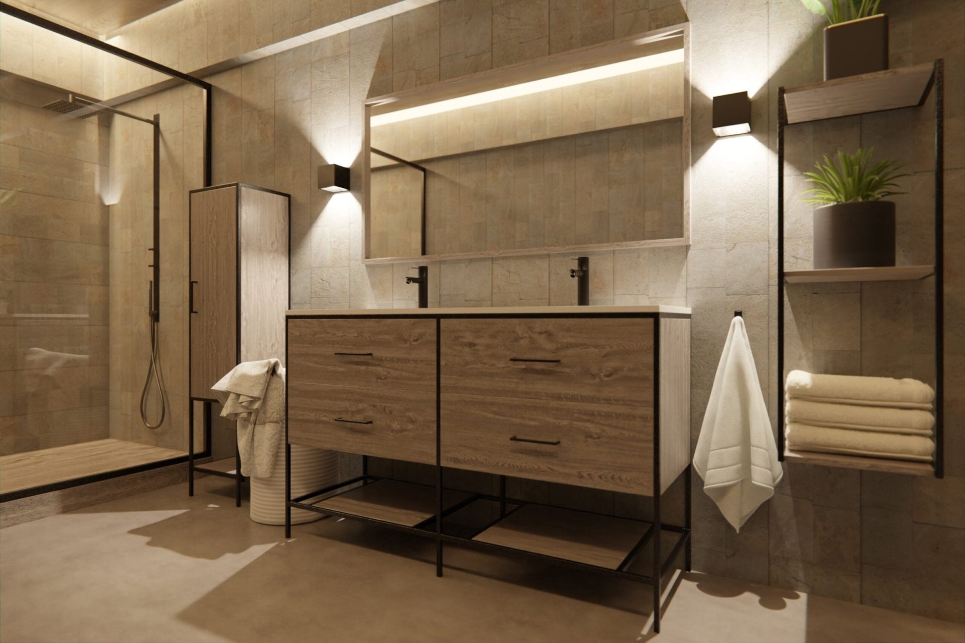 Differnz Industrial onderkast FSC® | forest | 139 x 45.5 x 82 cm - Mozaiektegel.com