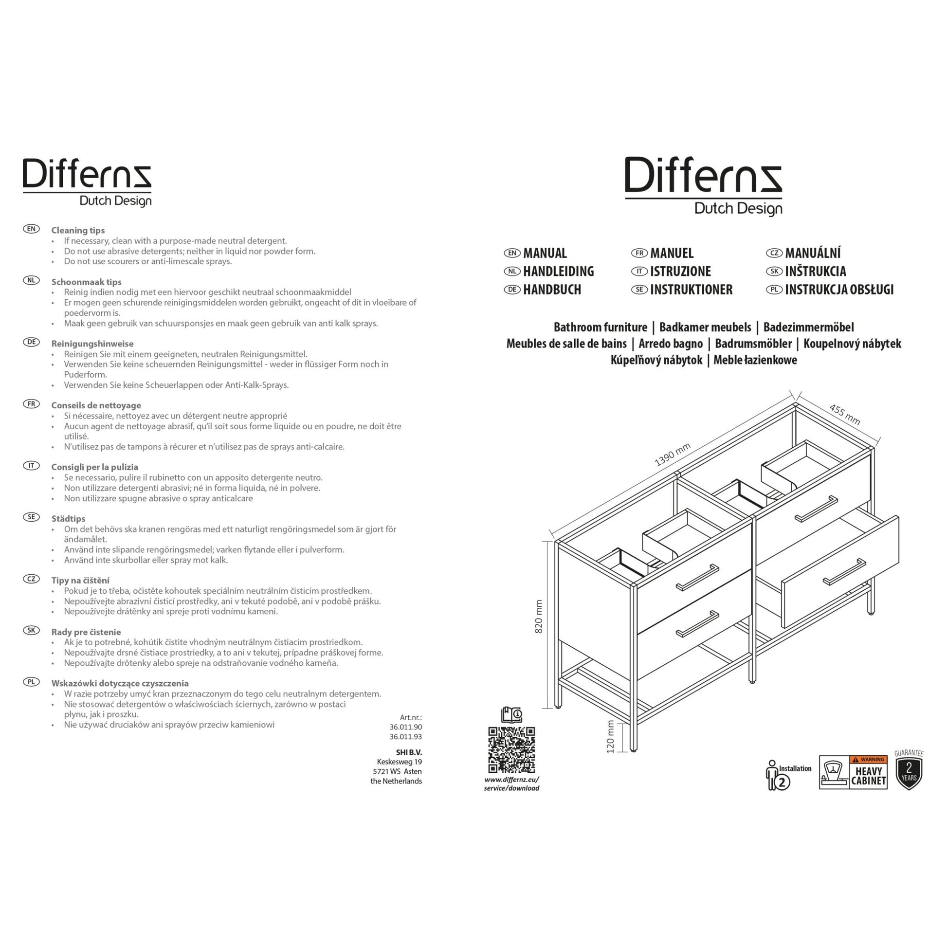 Differnz Industrial onderkast FSC® | forest | 139 x 45.5 x 82 cm - Mozaiektegel.com