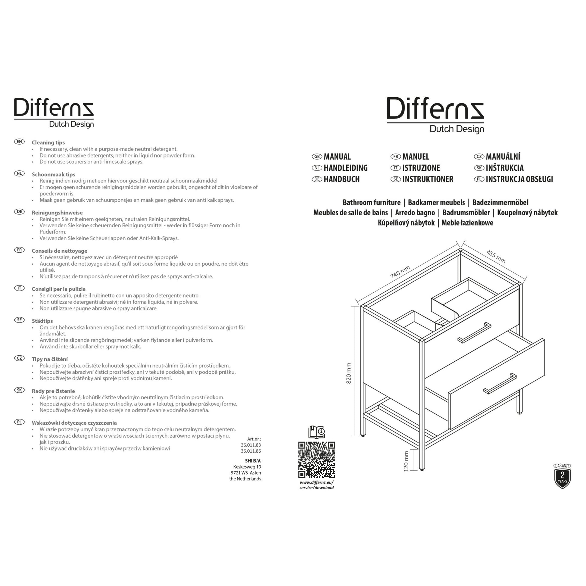 Differnz Industrial onderkast FSC® | forest | 74 x 45.5 x 82 cm - Mozaiektegel.com