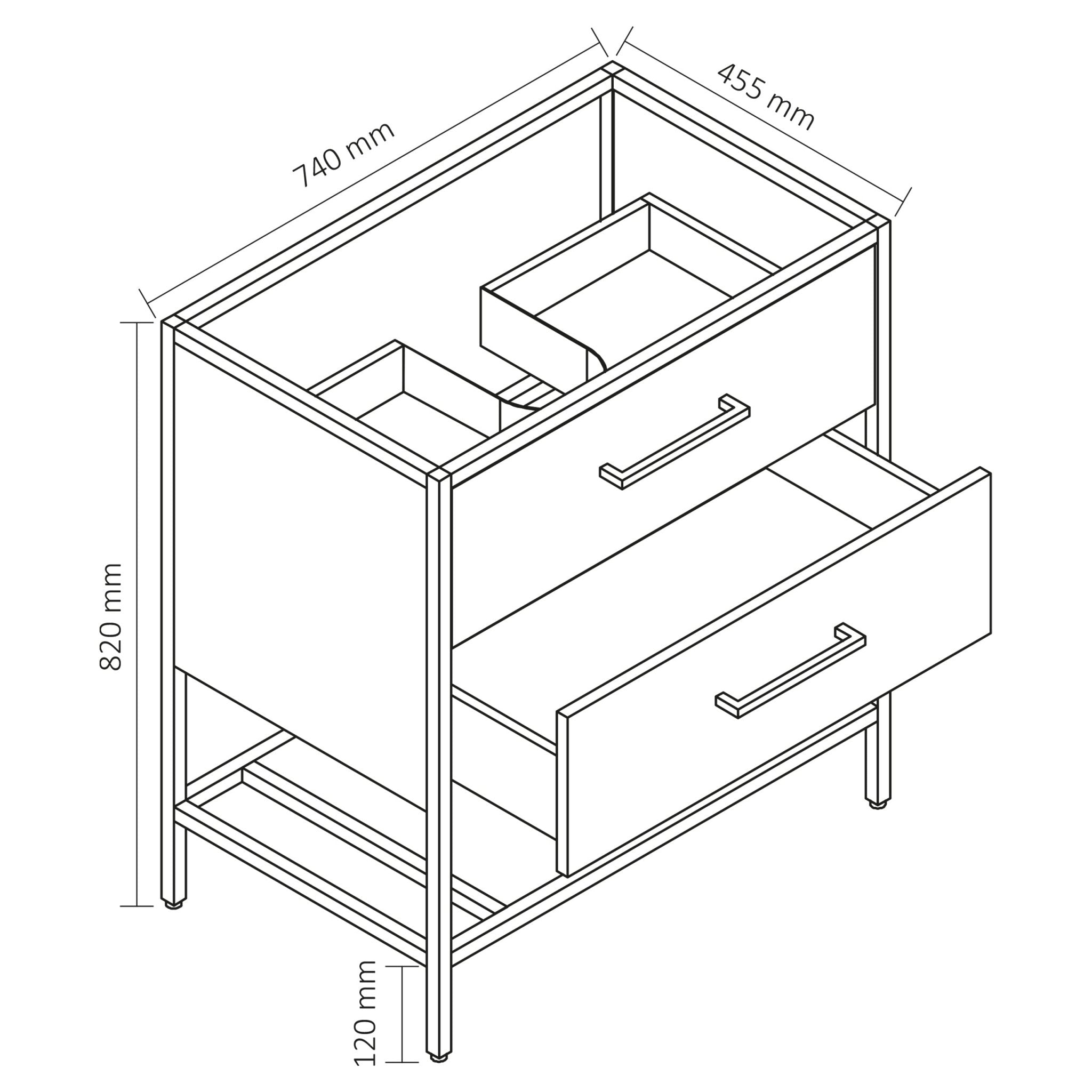 Differnz Industrial onderkast FSC® | walnut | 139 x 45.5 x 82 cm - Mozaiektegel.com