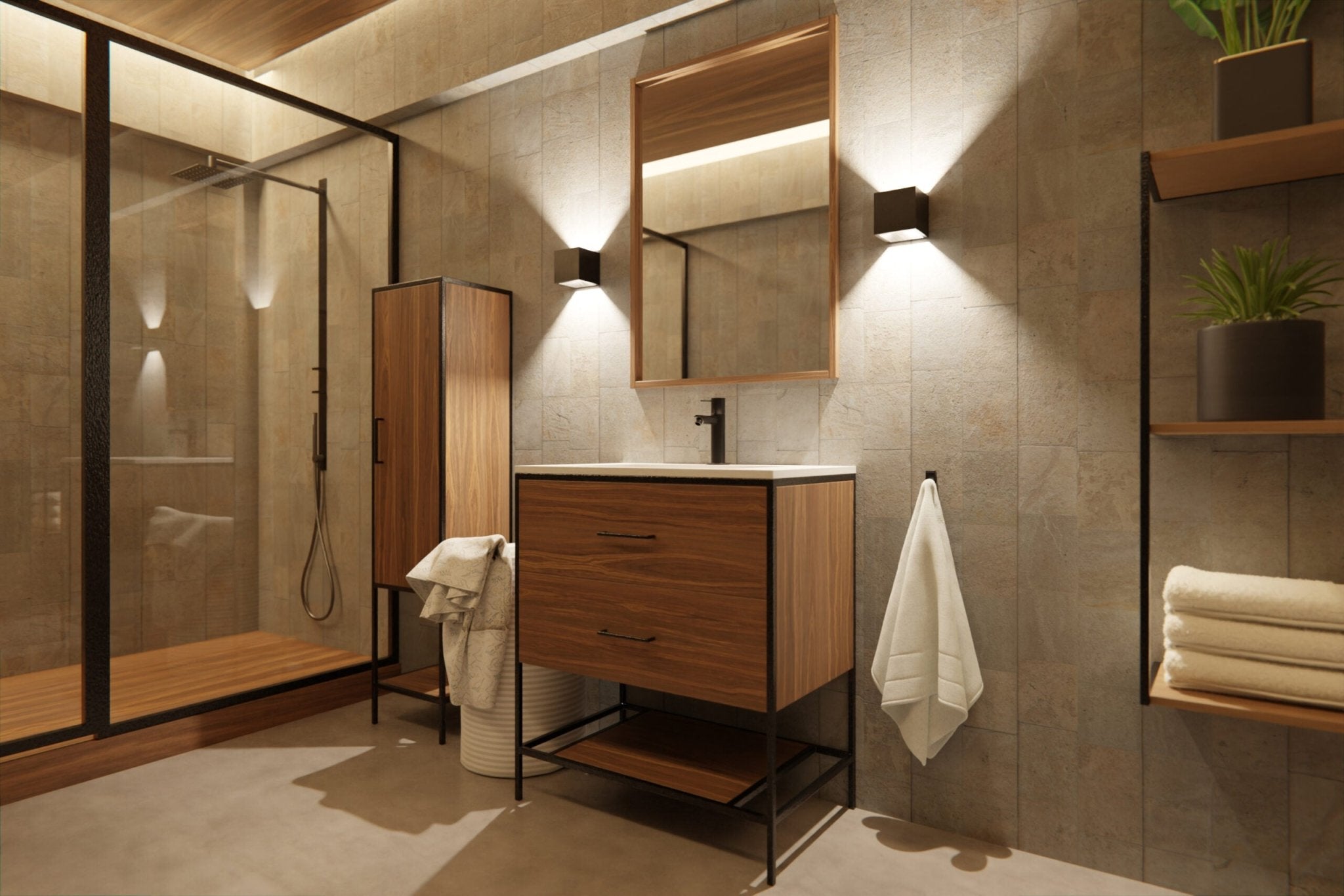 Differnz Industrial onderkast FSC® | Walnut | 74 x 45.5 x 82 cm - Mozaiektegel.com