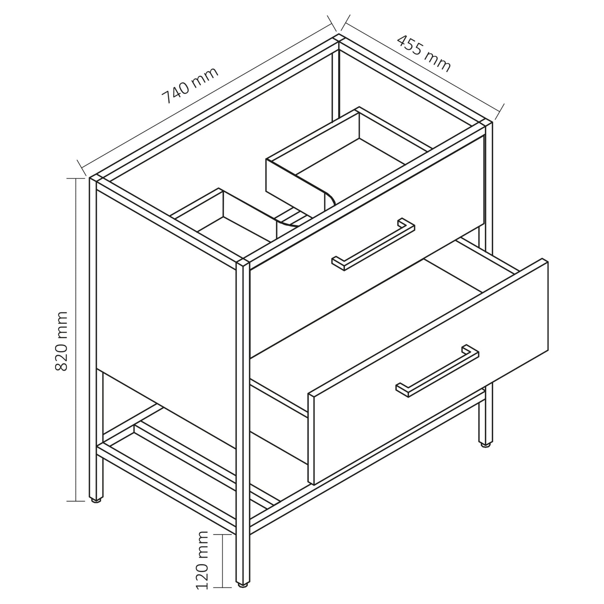 Differnz Industrial onderkast FSC® | Walnut | 74 x 45.5 x 82 cm - Mozaiektegel.com