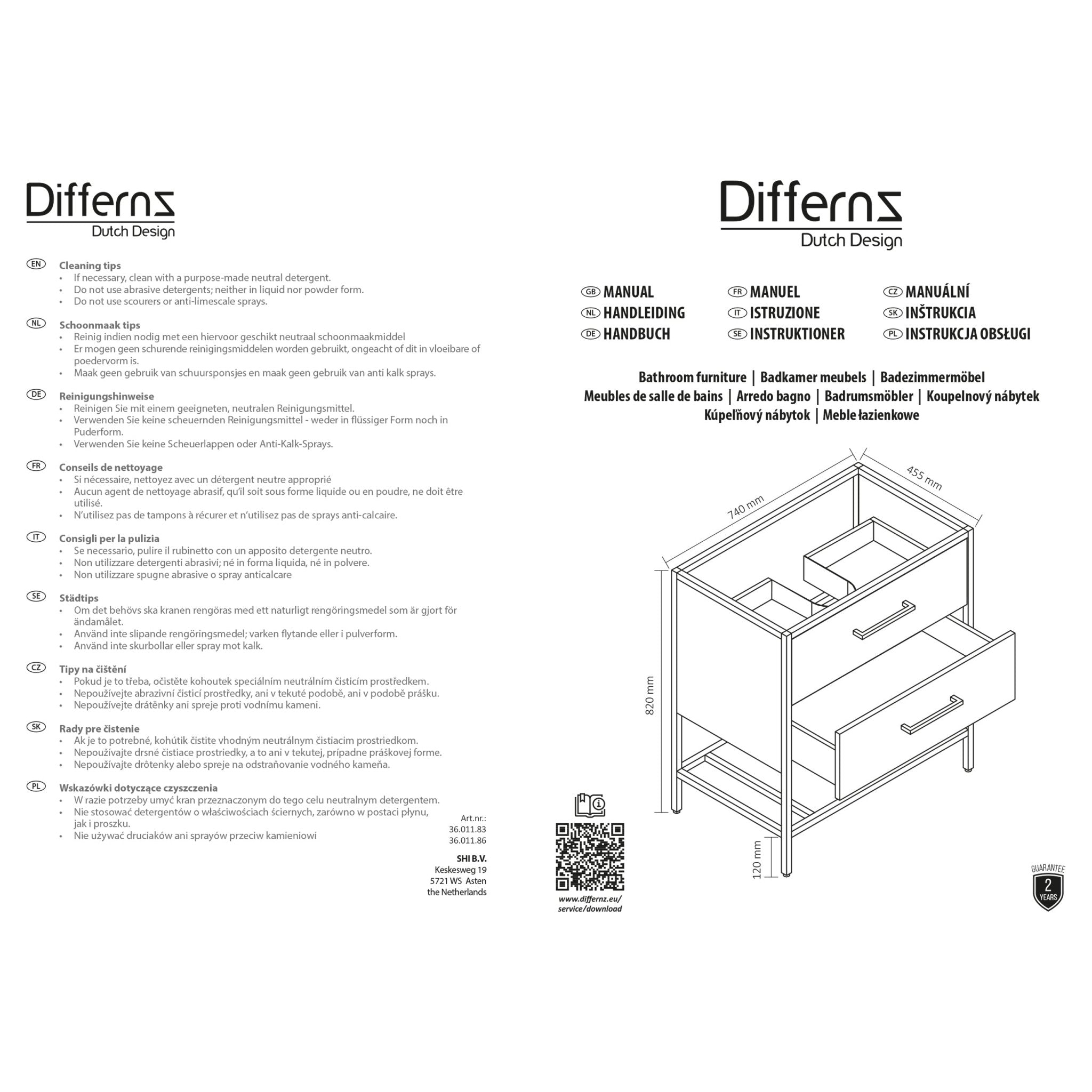 Differnz Industrial onderkast FSC® | Walnut | 74 x 45.5 x 82 cm - Mozaiektegel.com