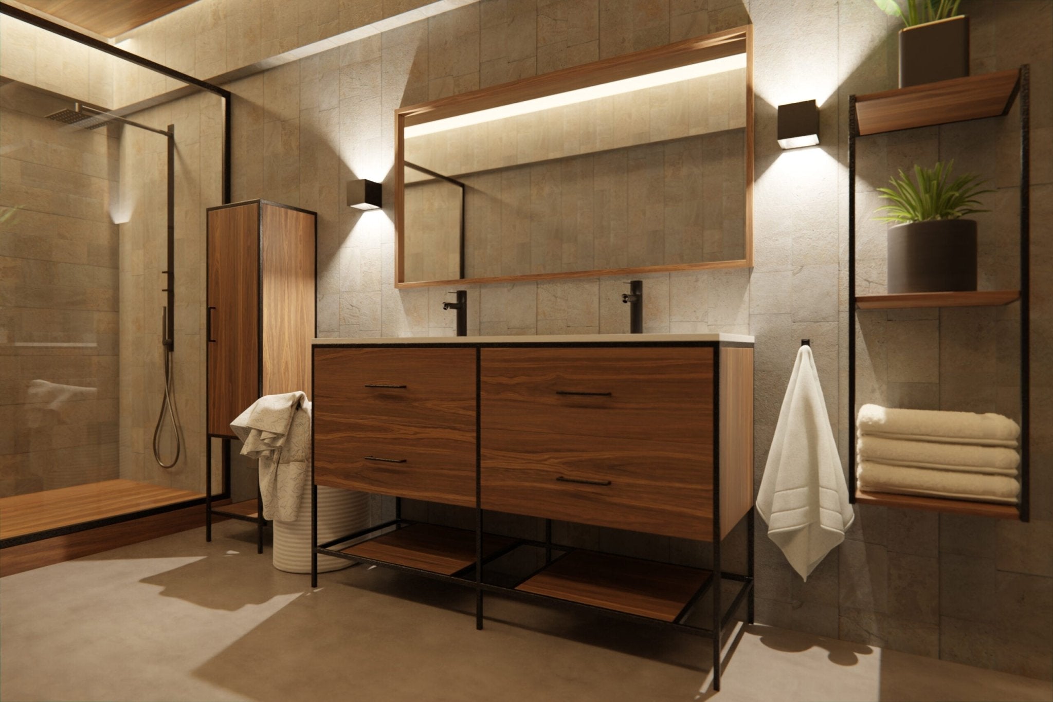 Differnz Industrial spiegel FSC® | walnut | 130 x 78 x 5 cm - Mozaiektegel.com