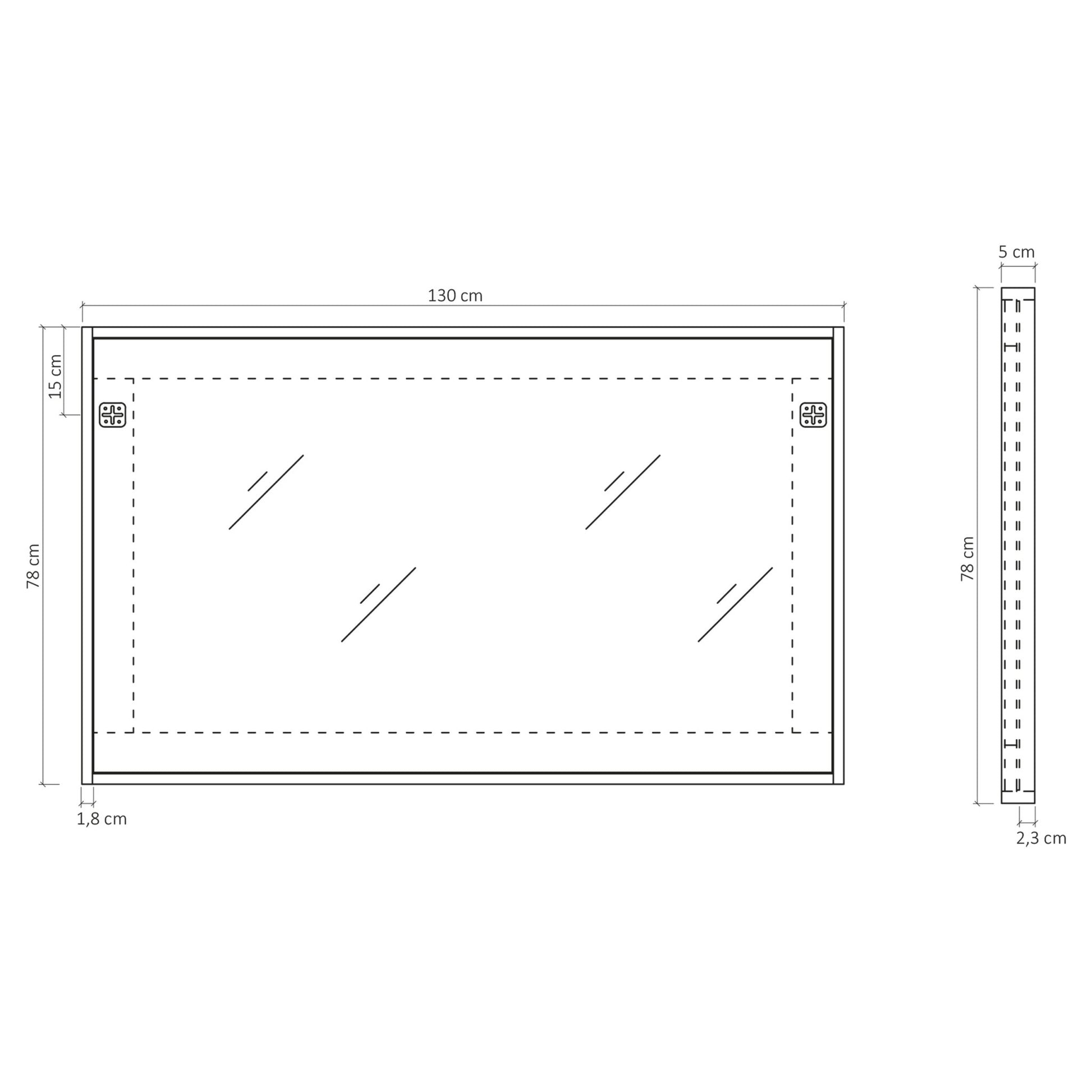 Differnz Industrial spiegel FSC® | walnut | 130 x 78 x 5 cm - Mozaiektegel.com