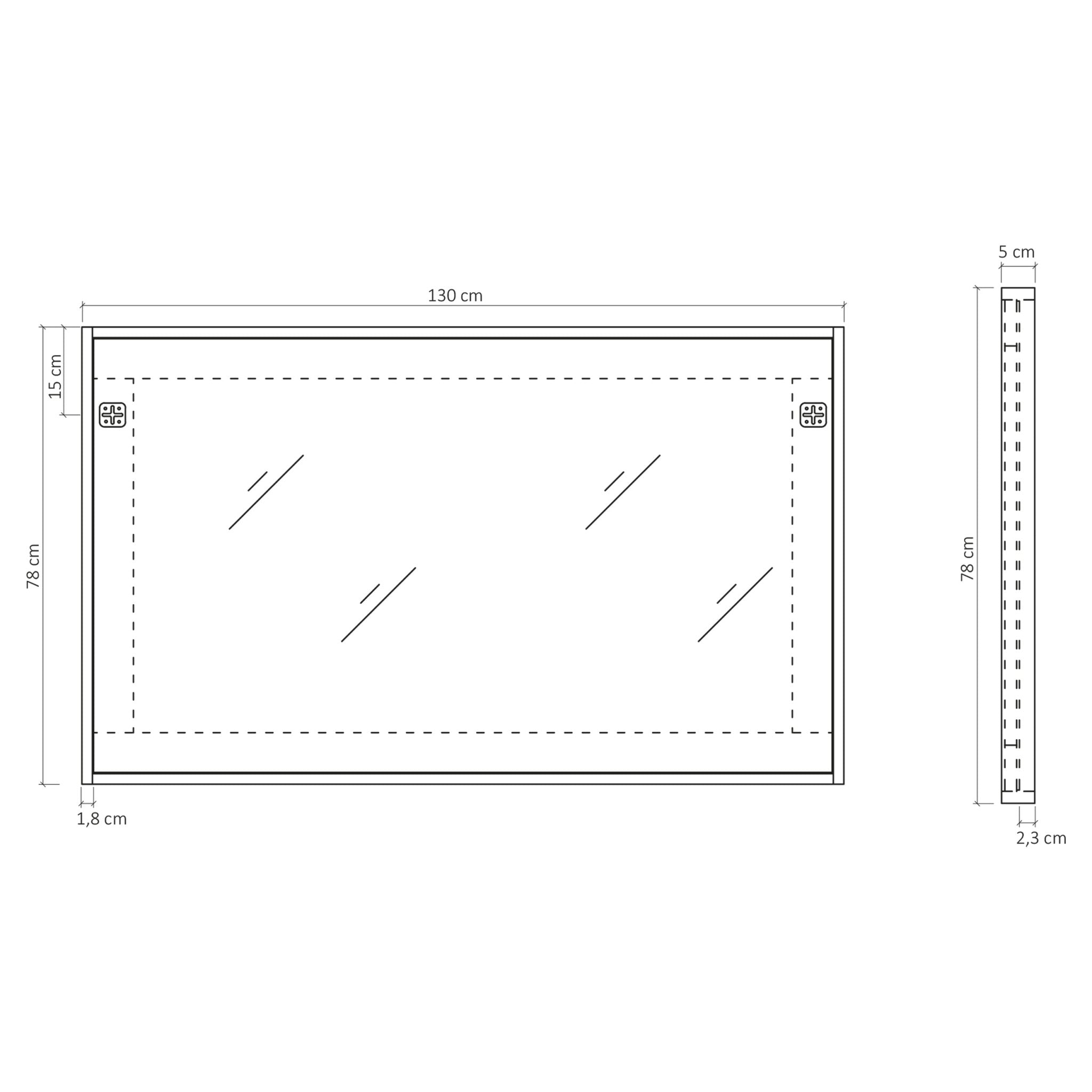 Differnz Industrial spiegel FSC® | walnut | 130 x 78 x 5 cm - Mozaiektegel.com