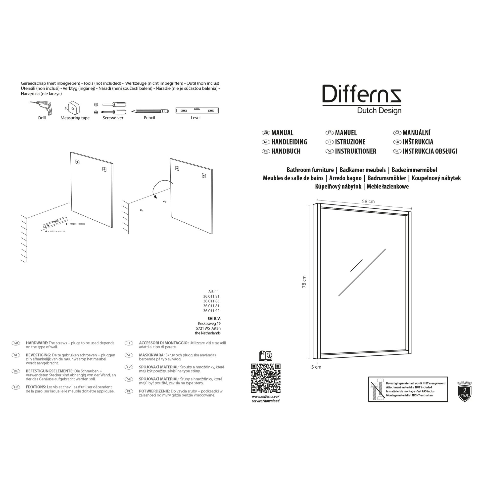 Differnz Industrial spiegel FSC® | walnut | 130 x 78 x 5 cm - Mozaiektegel.com