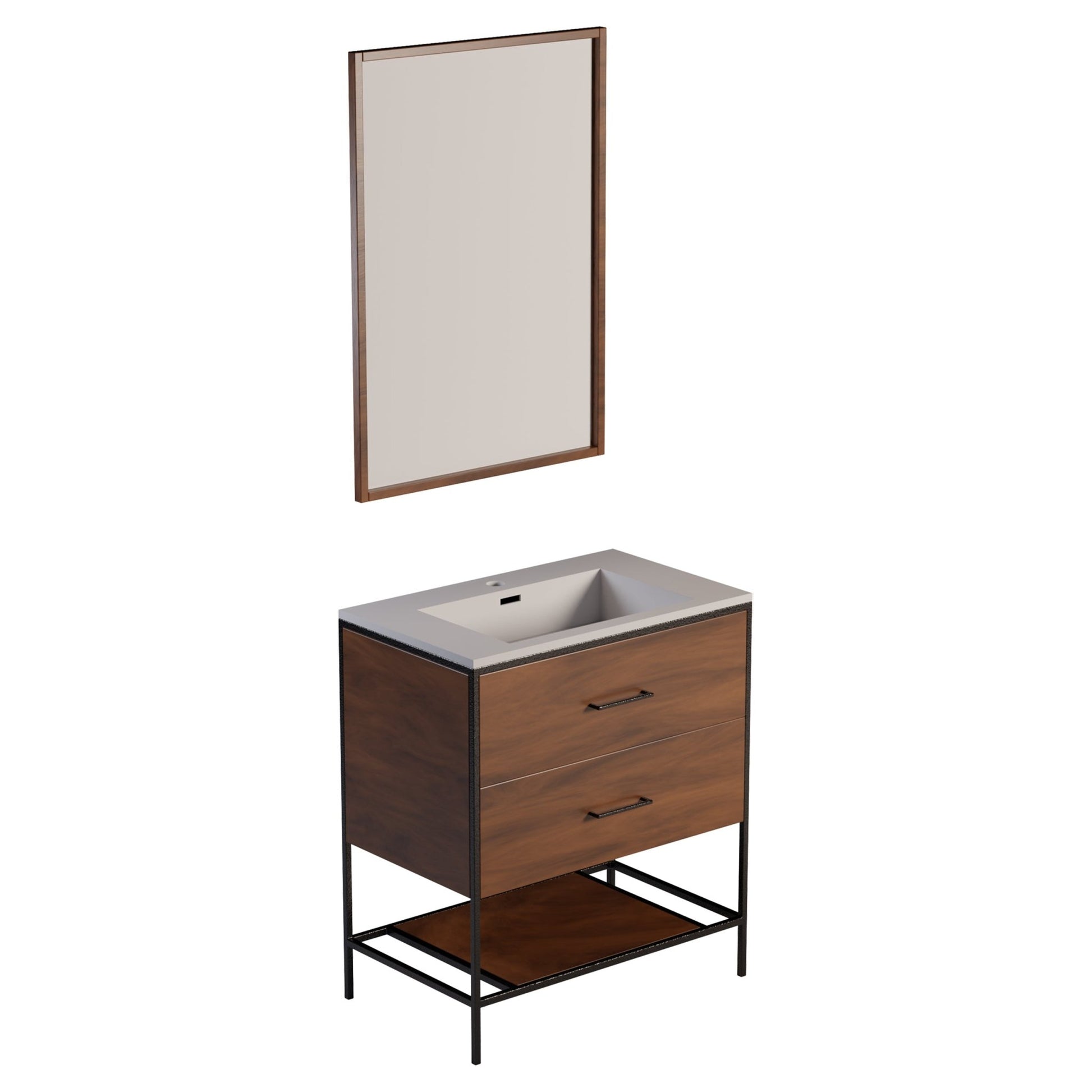 Differnz Industrial spiegel FSC® | walnut | 58 x 78 x 5 cm - Mozaiektegel.com