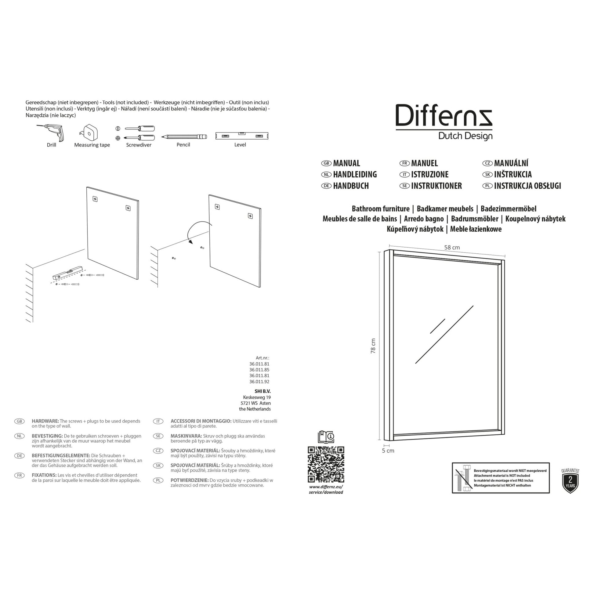 Differnz Industrial spiegel FSC® | walnut | 58 x 78 x 5 cm - Mozaiektegel.com