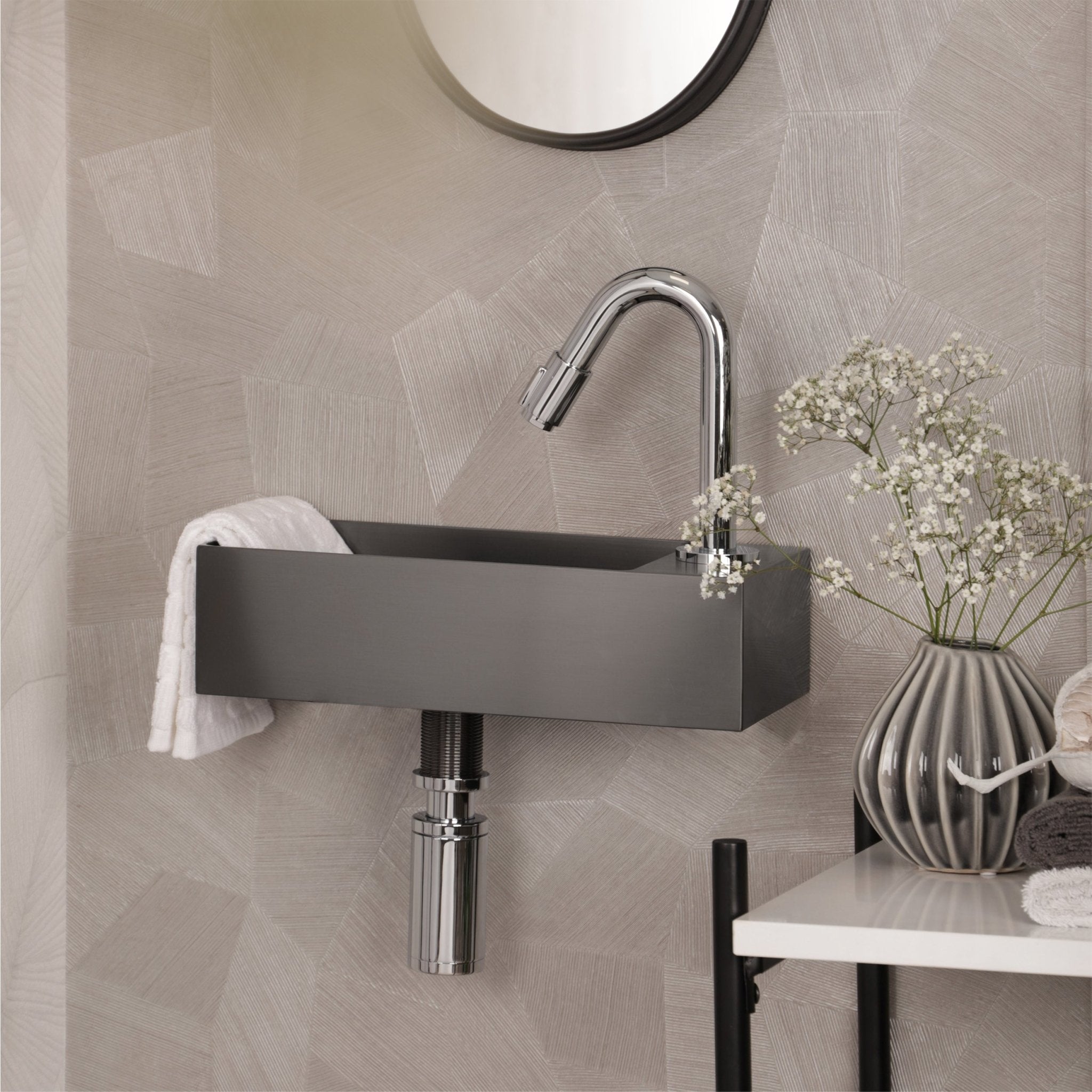 Differnz koudwaterkraan gebogen - 19 cm - chroom - Mozaiektegel.com