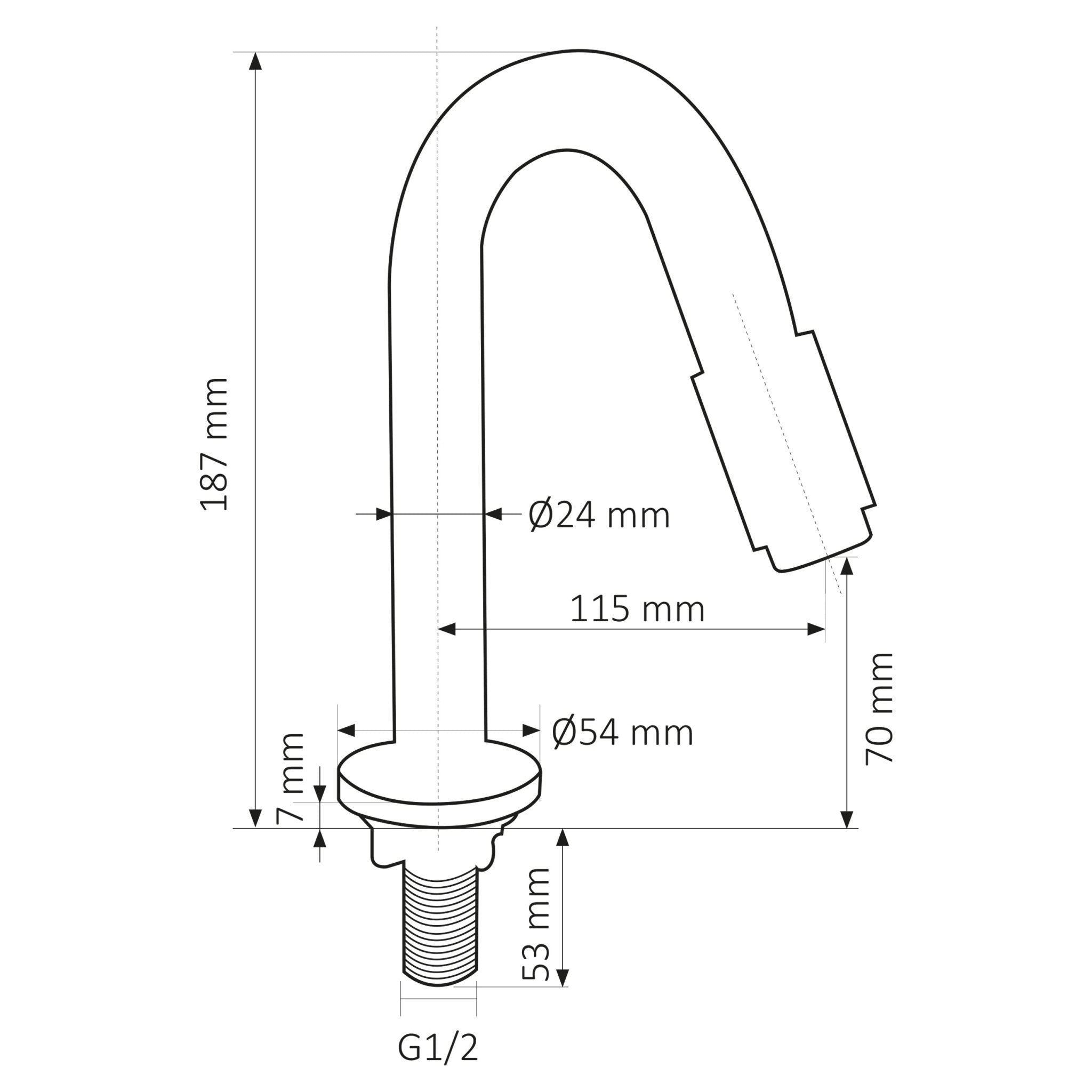 Differnz koudwaterkraan gebogen - 19 cm - chroom - Mozaiektegel.com