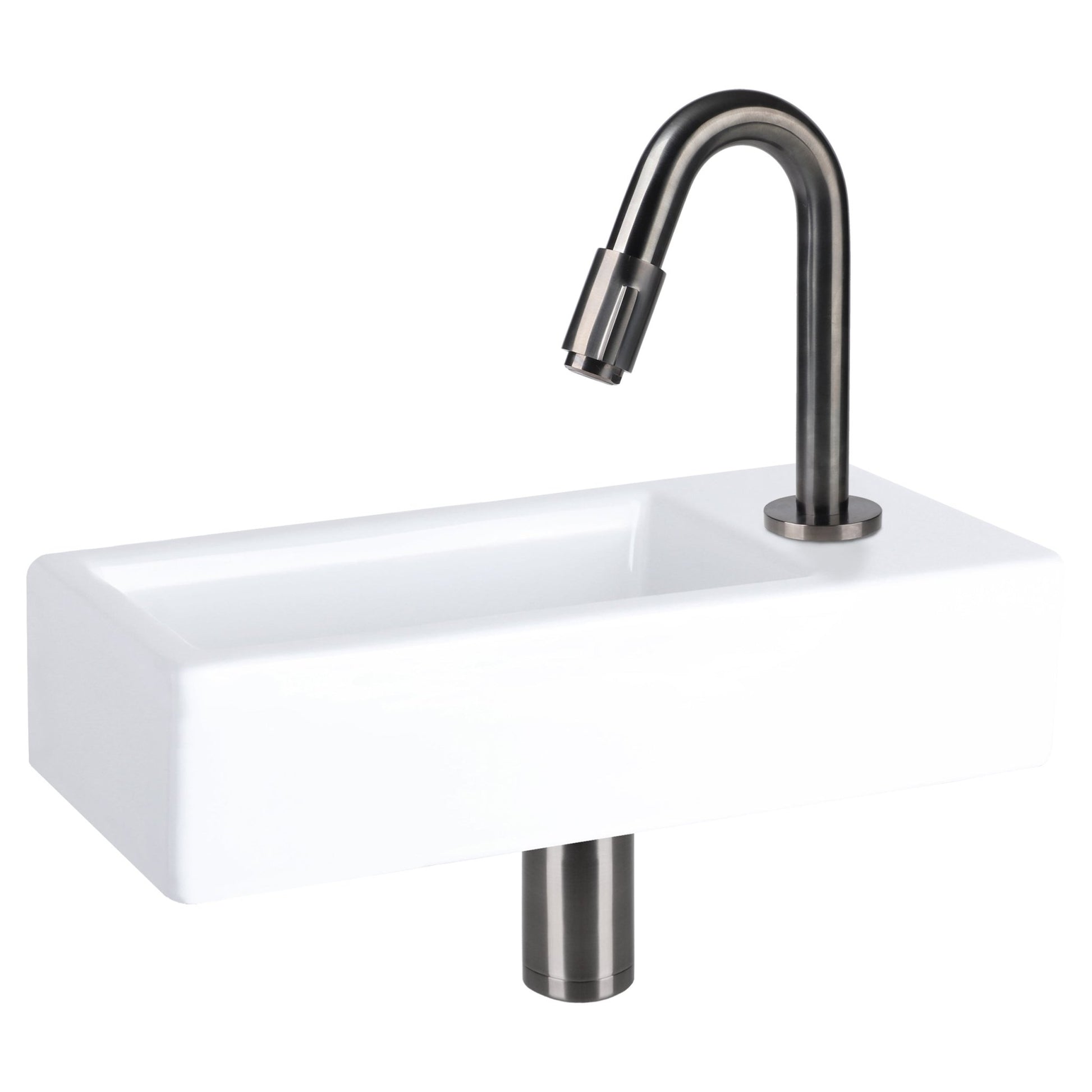 Differnz koudwaterkraan gebogen - 19 cm - gun metal - Mozaiektegel.com