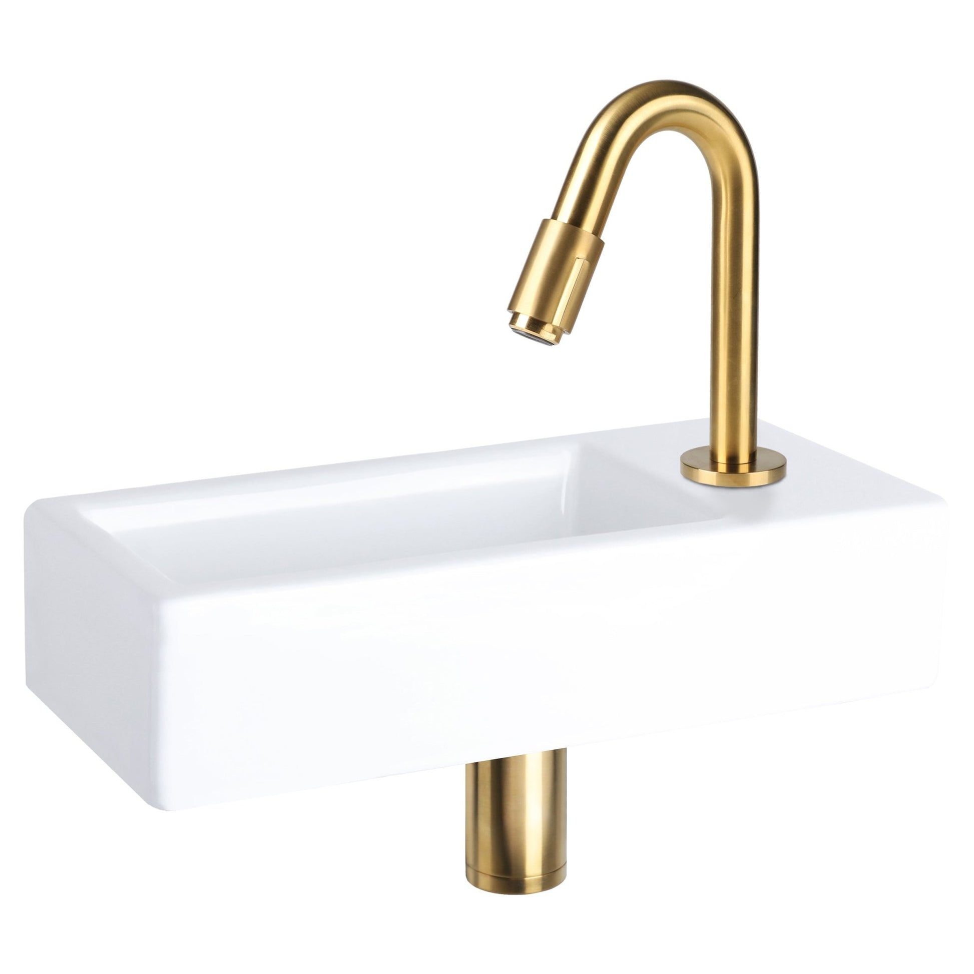 Differnz koudwaterkraan gebogen - 19 cm - mat goud - Mozaiektegel.com