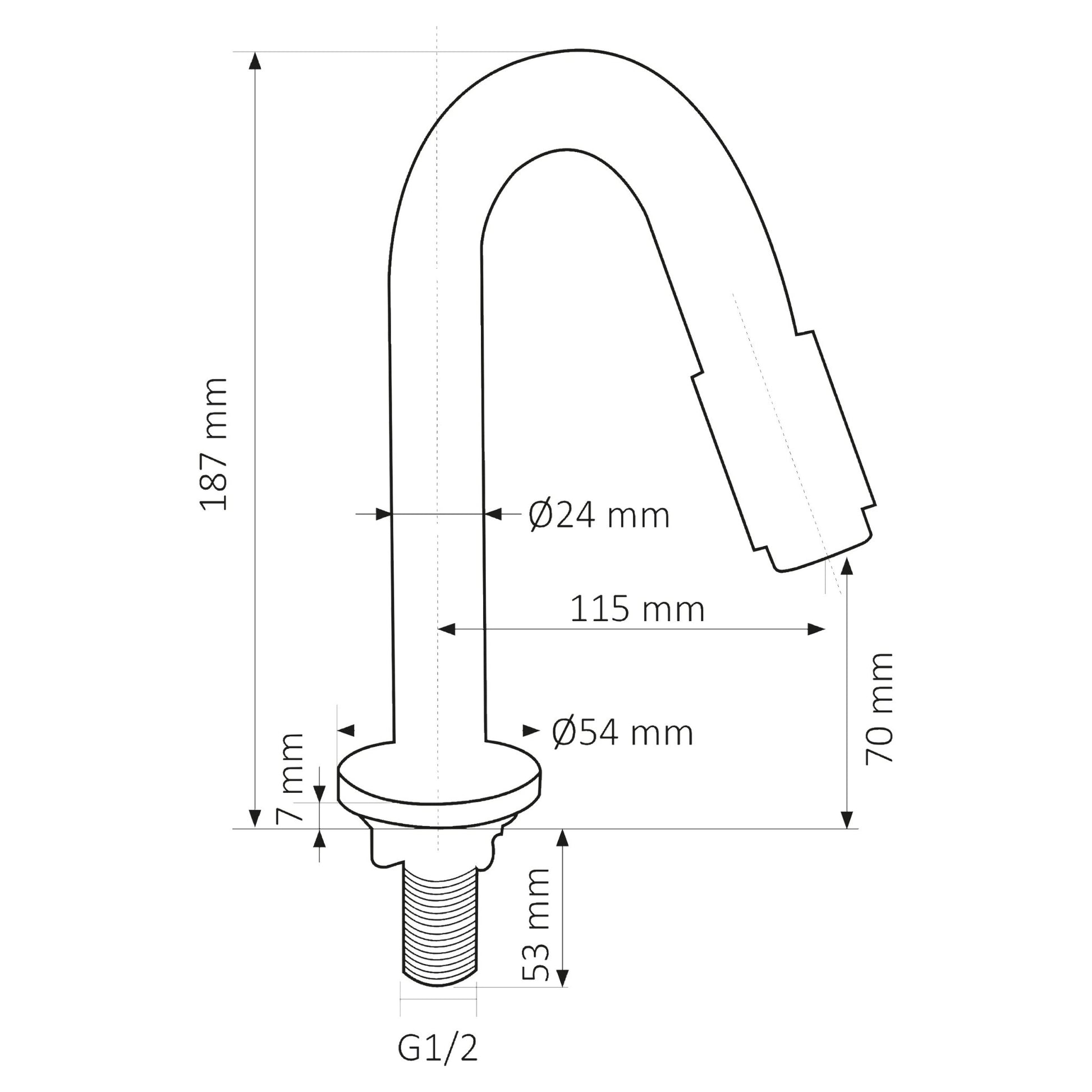 Differnz koudwaterkraan gebogen - 19 cm - mat zwart - Mozaiektegel.com