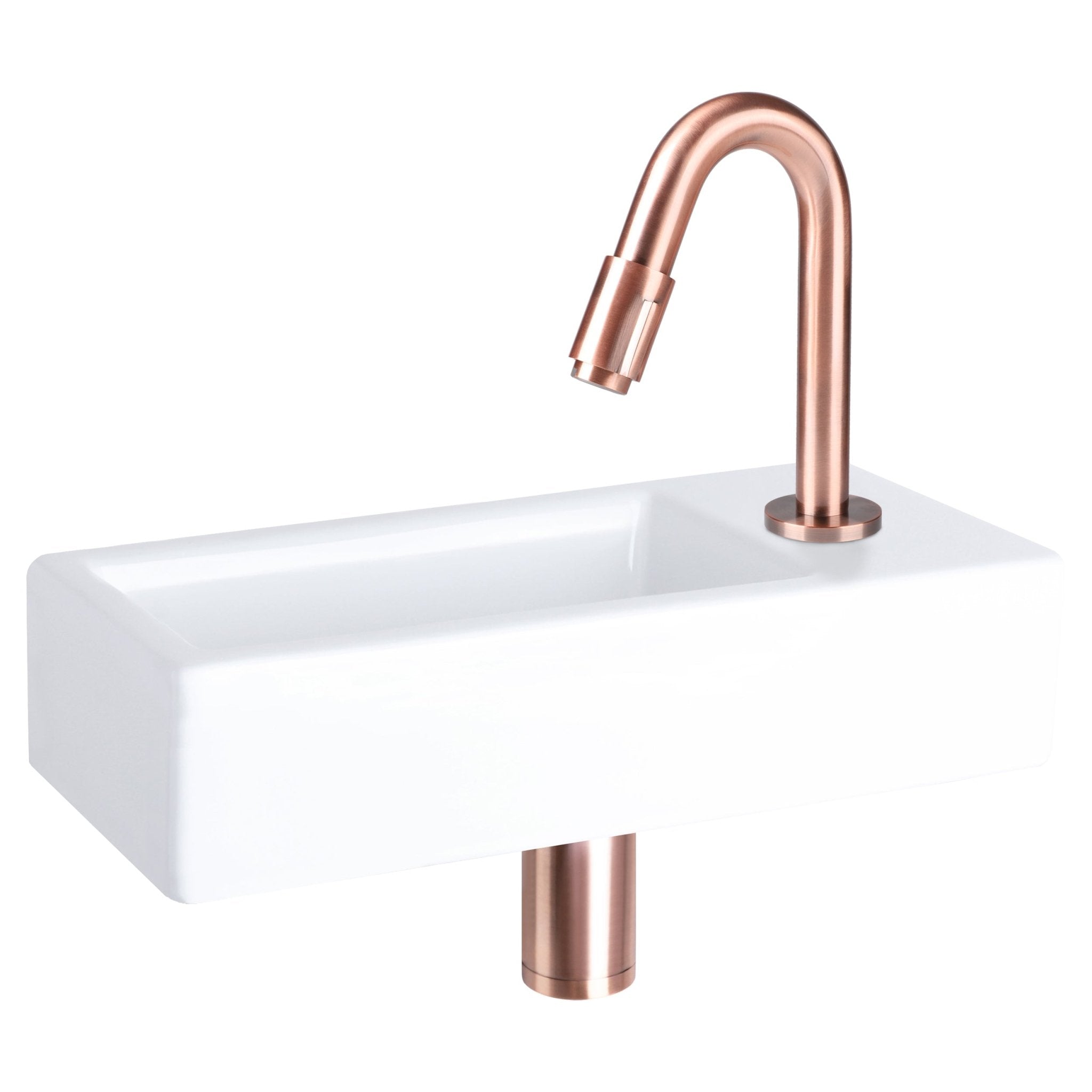 Differnz koudwaterkraan gebogen - 19 cm - rood koper - Mozaiektegel.com