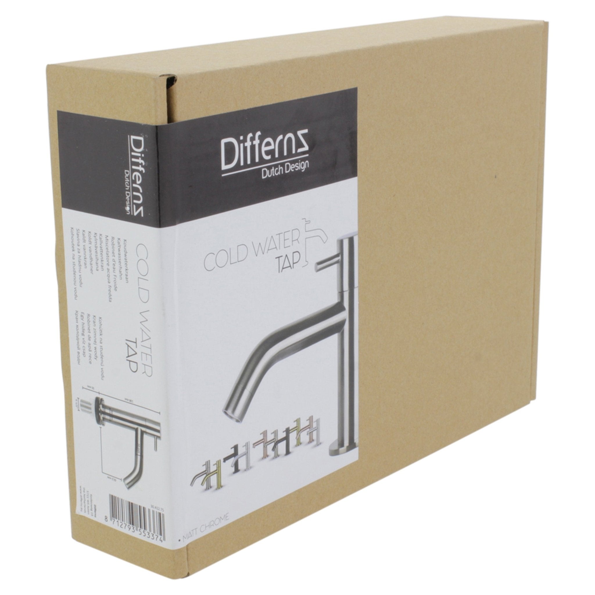 Differnz koudwaterkraan gebogen - mat chroom - Mozaiektegel.com