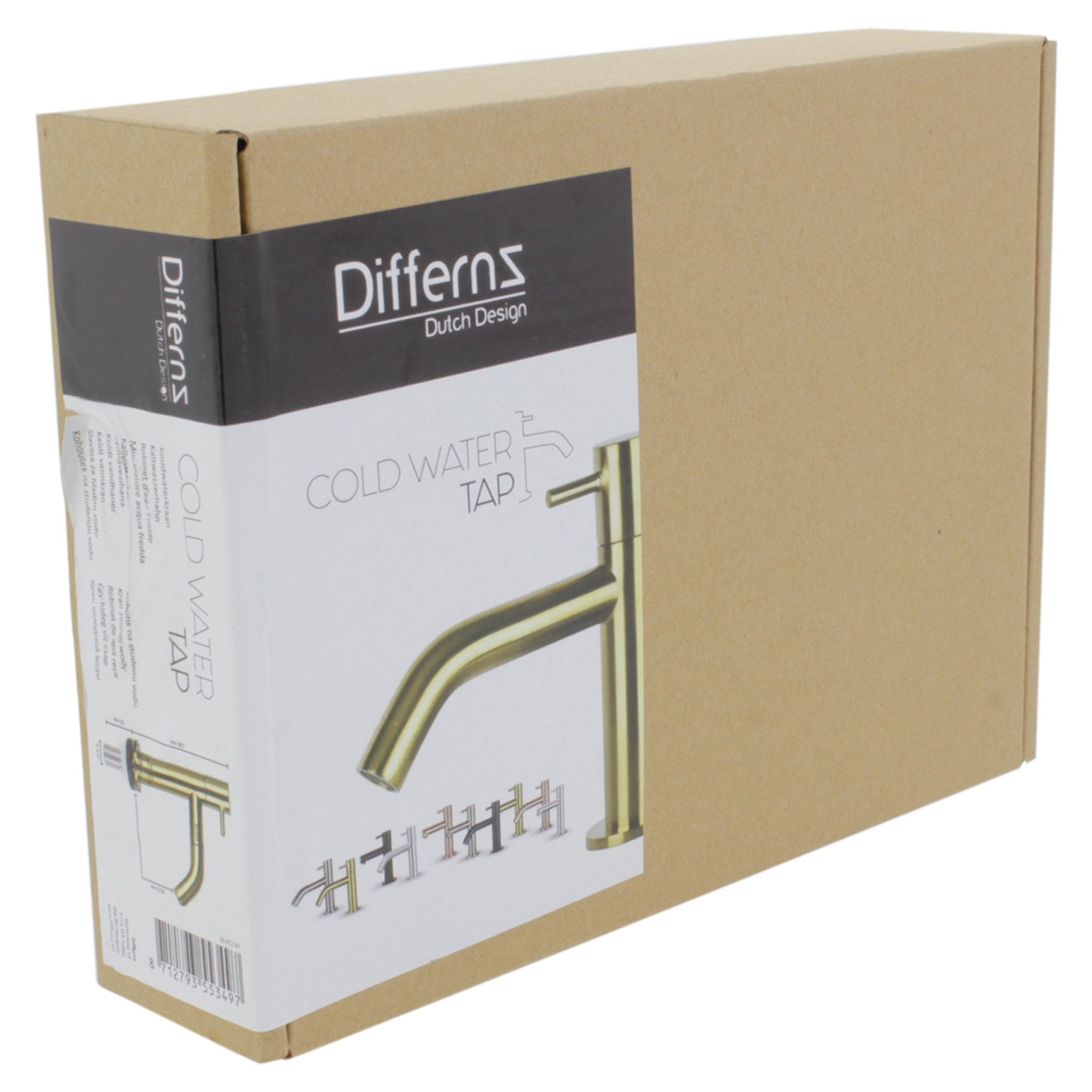 Differnz koudwaterkraan gebogen - mat goud - Mozaiektegel.com