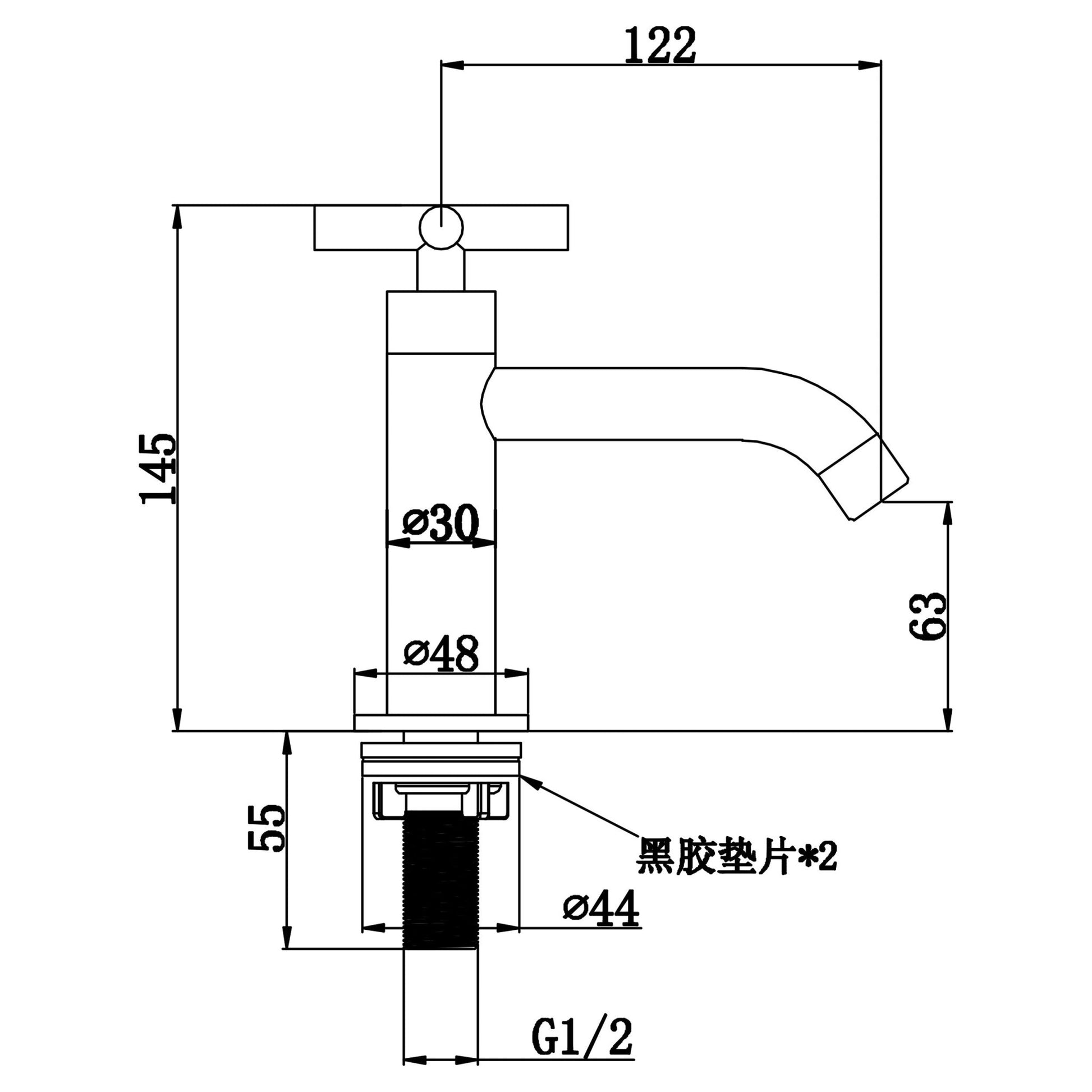 Differnz koudwaterkraan kruis - chroom - Mozaiektegel.com