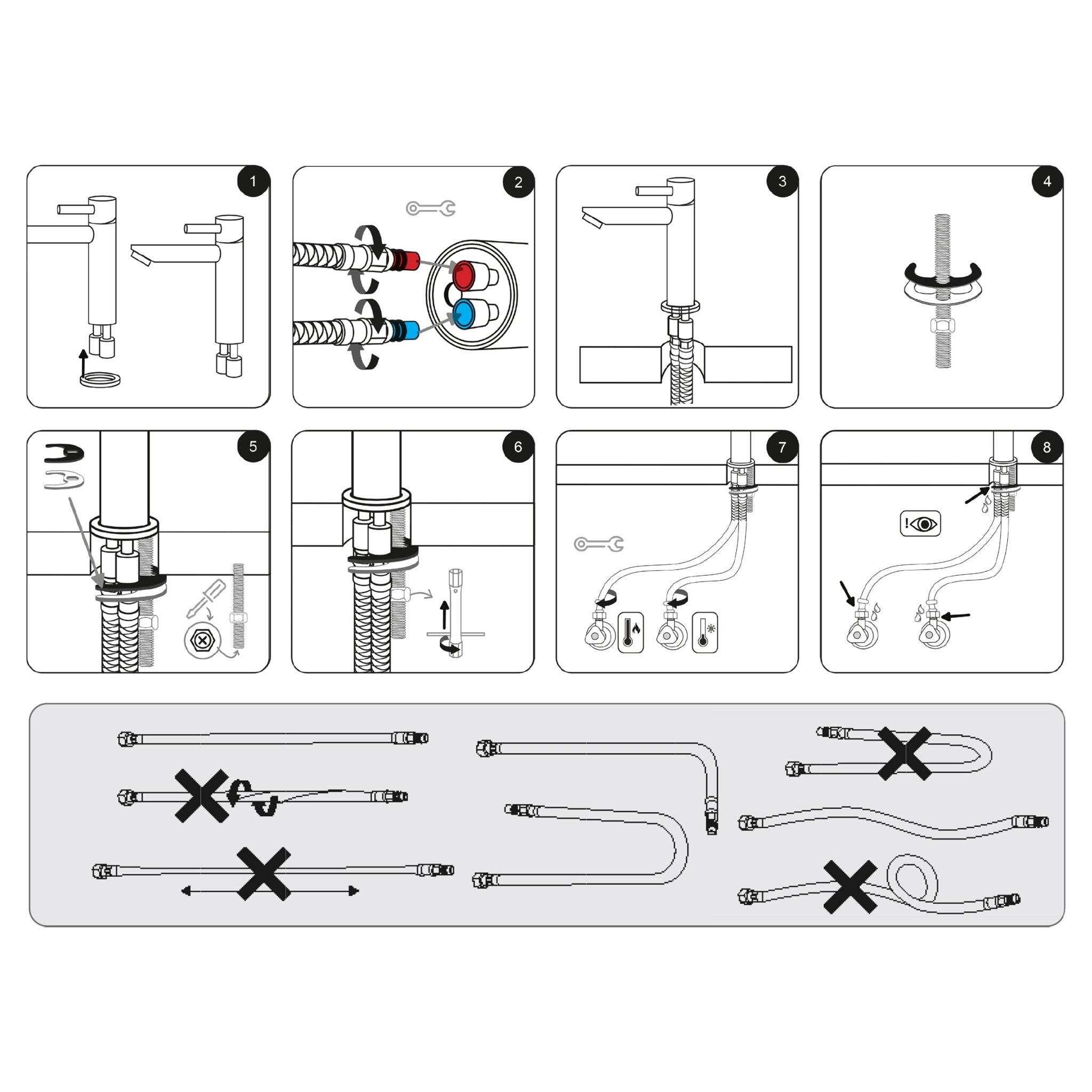 Differnz kraan koud/warm - recht - mat chroom - Mozaiektegel.com
