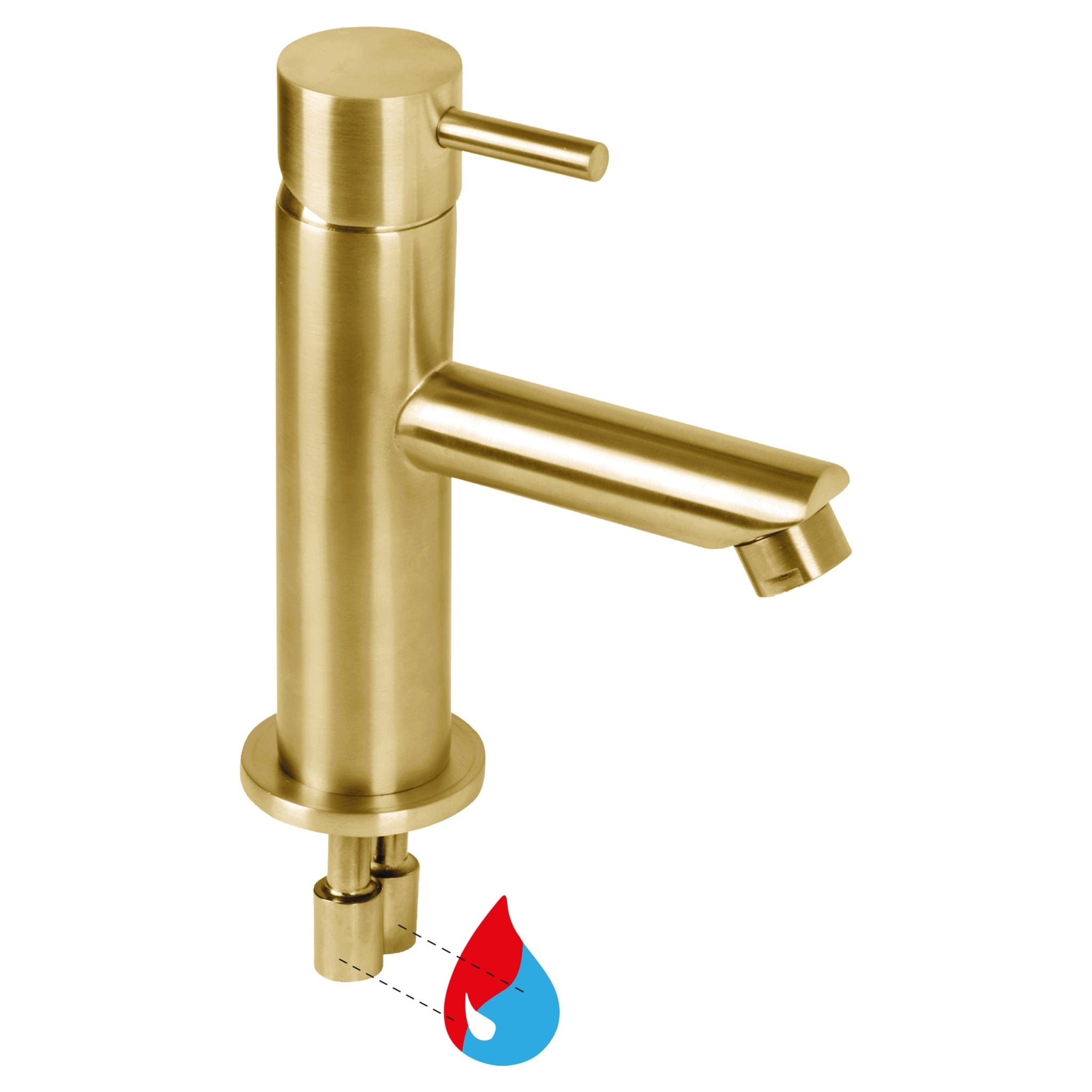 Differnz kraan koud/warm - recht - mat goud - Mozaiektegel.com