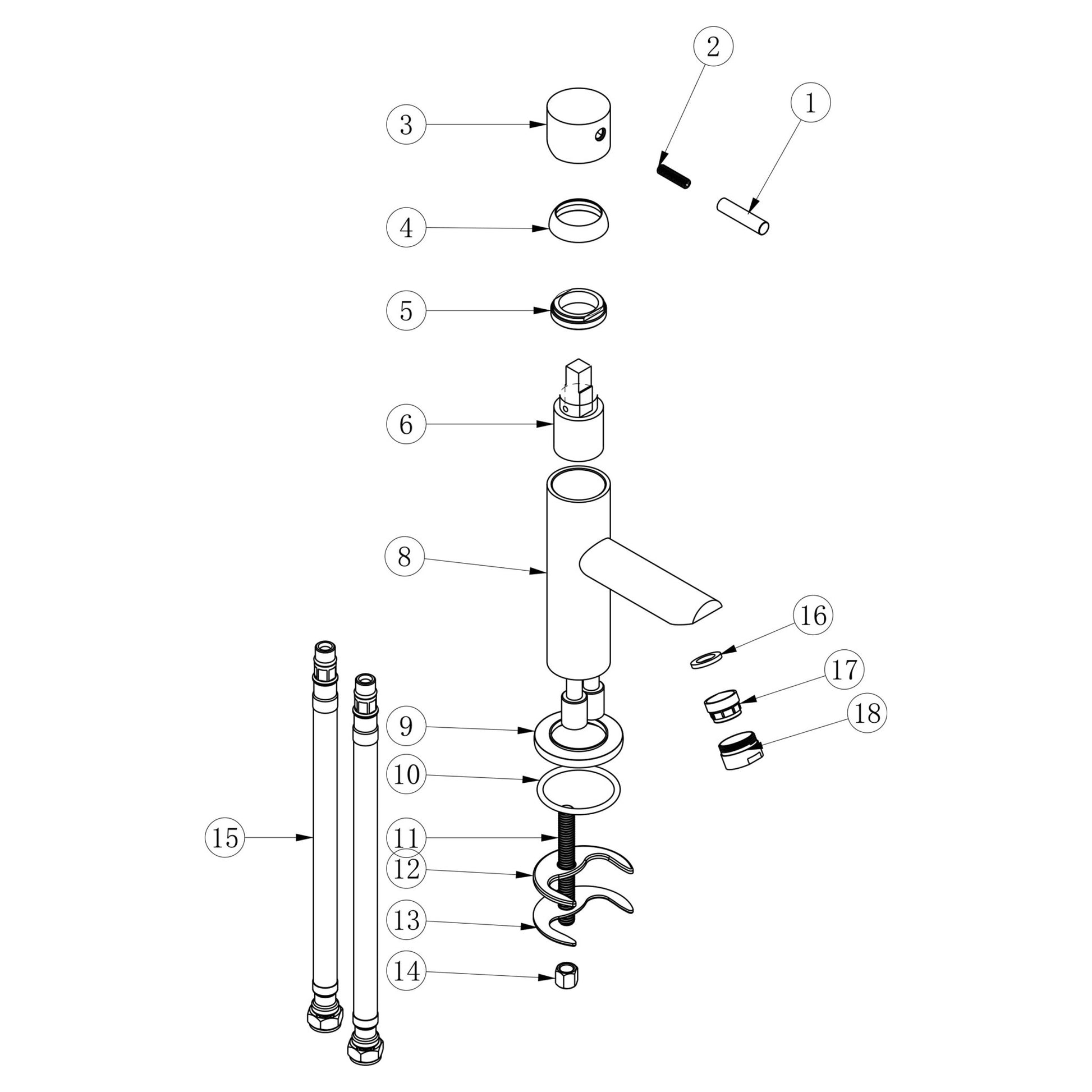 Differnz kraan koud/warm - recht - mat zwart - Mozaiektegel.com