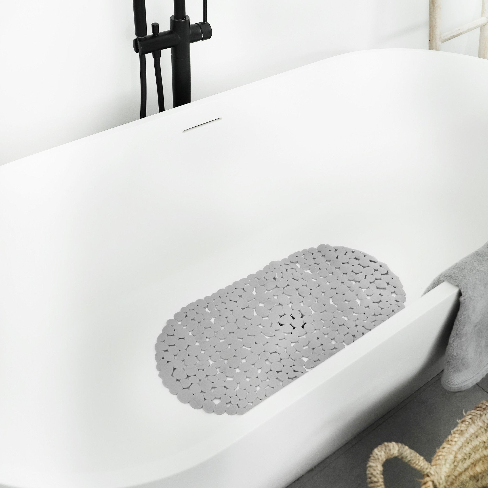 Differnz Lapis inlegmat bad - 100% PVC - anti - slip laag - 70 x 35 cm - grijs - Mozaiektegel.com