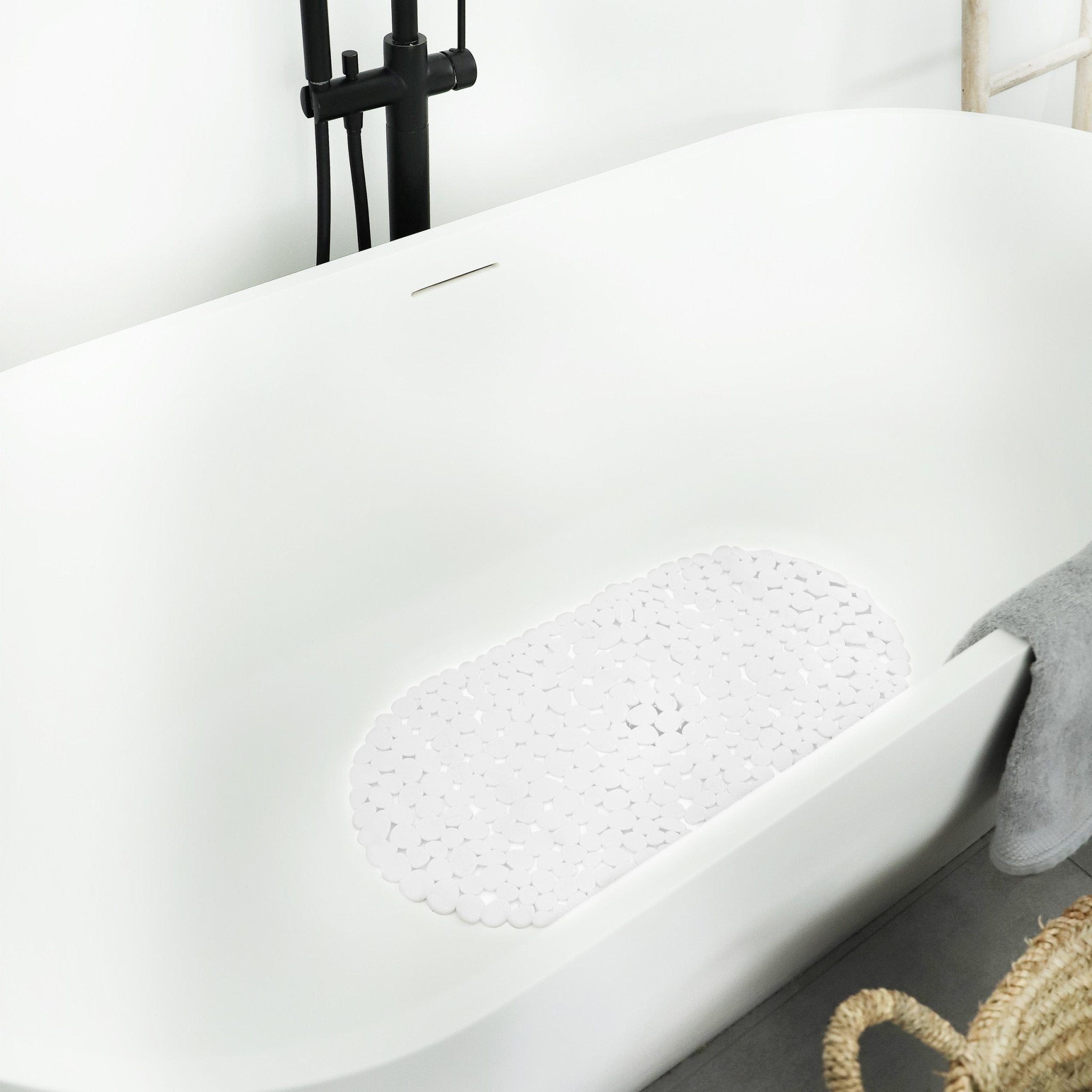 Differnz Lapis inlegmat bad - 100% PVC - anti - slip laag - 70 x 35 cm - wit - Mozaiektegel.com