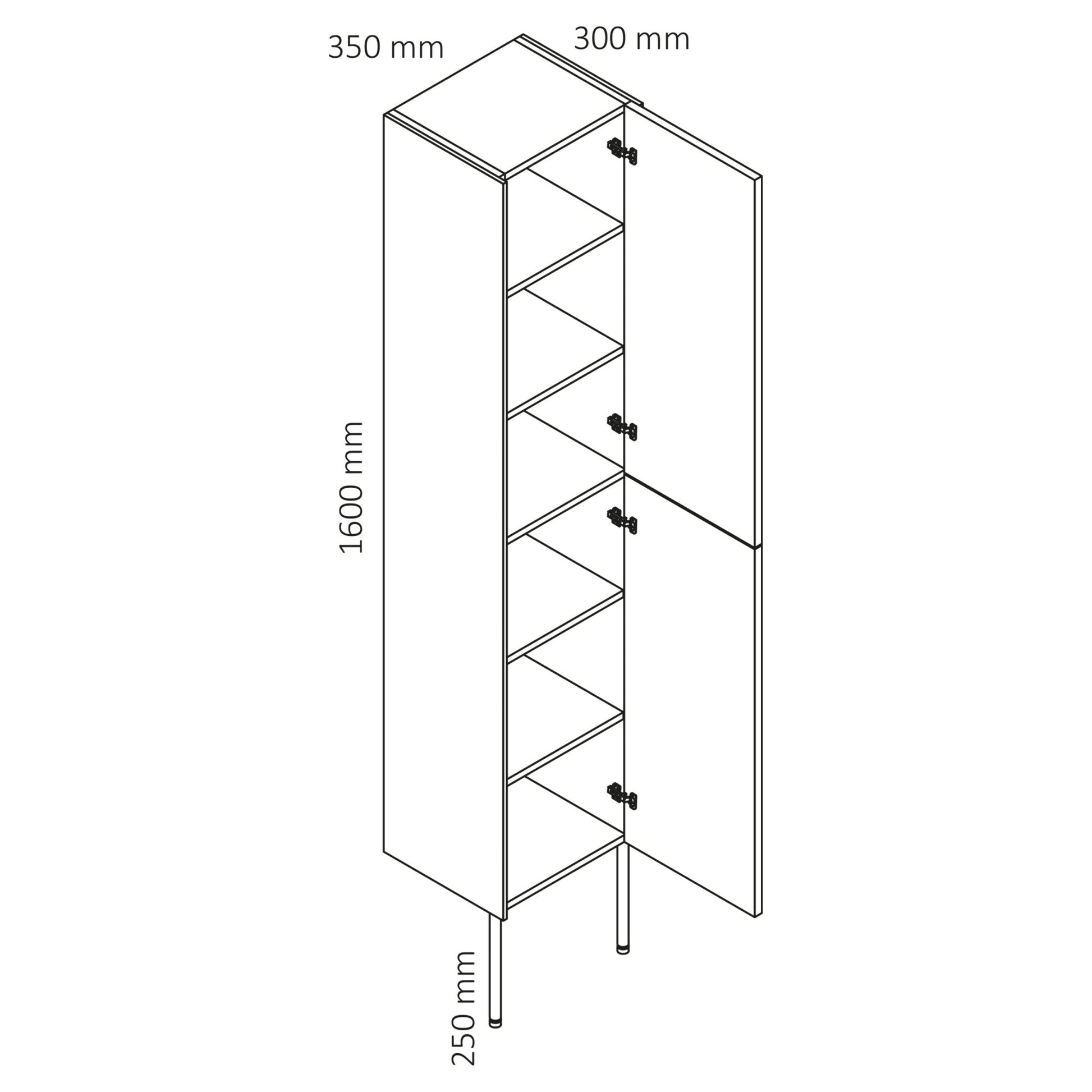 Differnz Legs hoge kast links en rechts, FSC® | groen | 35 x 30 x 160 cm - Mozaiektegel.com