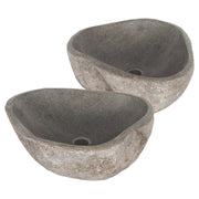 Differnz Lombok waskom duo - riviersteen | Ø 40 - 50 x 15 cm - Mozaiektegel.com