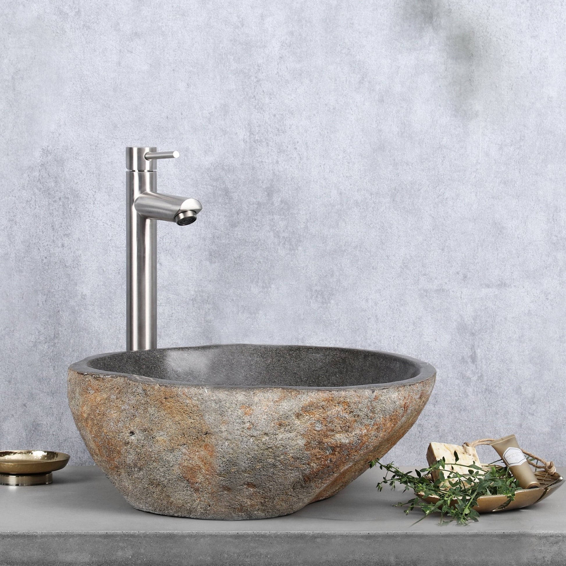 Differnz Lombok waskom natuursteen | Ø 36 x 15 cm - Mozaiektegel.com