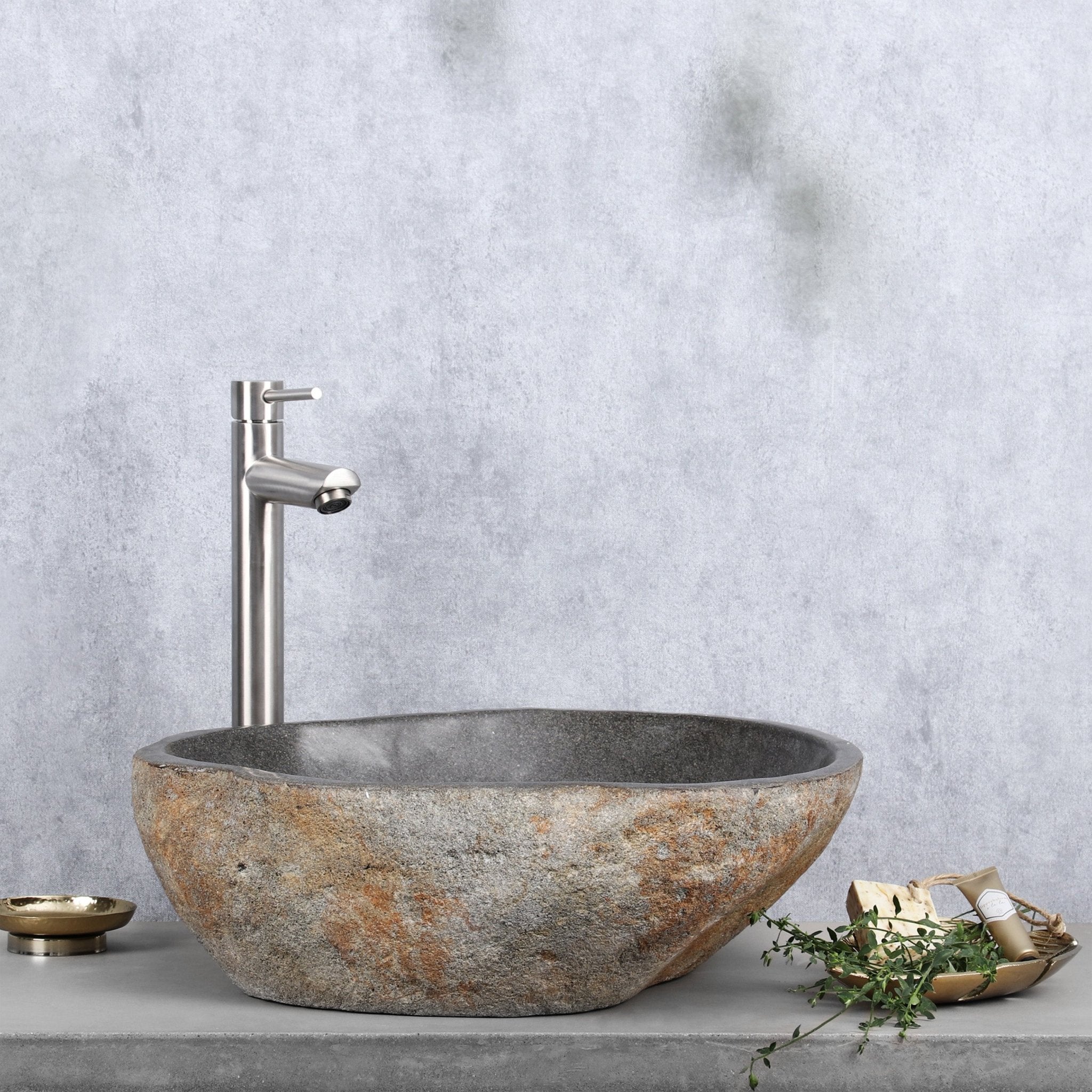 Differnz Lombok waskom riviersteen | Ø 40 - 50 x 15 cm - Mozaiektegel.com