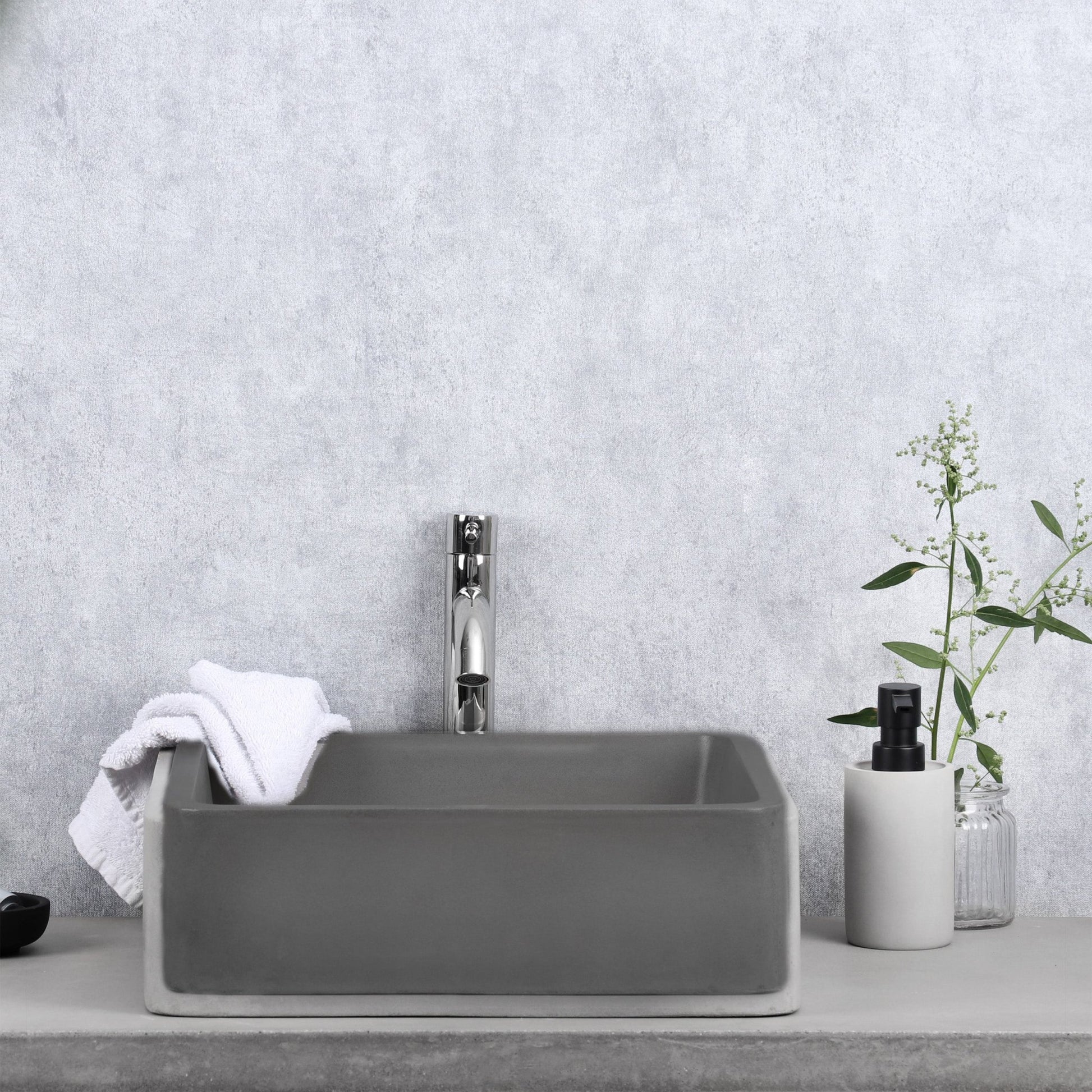 Differnz Marba waskom beton | donkergrijs | 40 x 40 x 12 cm - Mozaiektegel.com