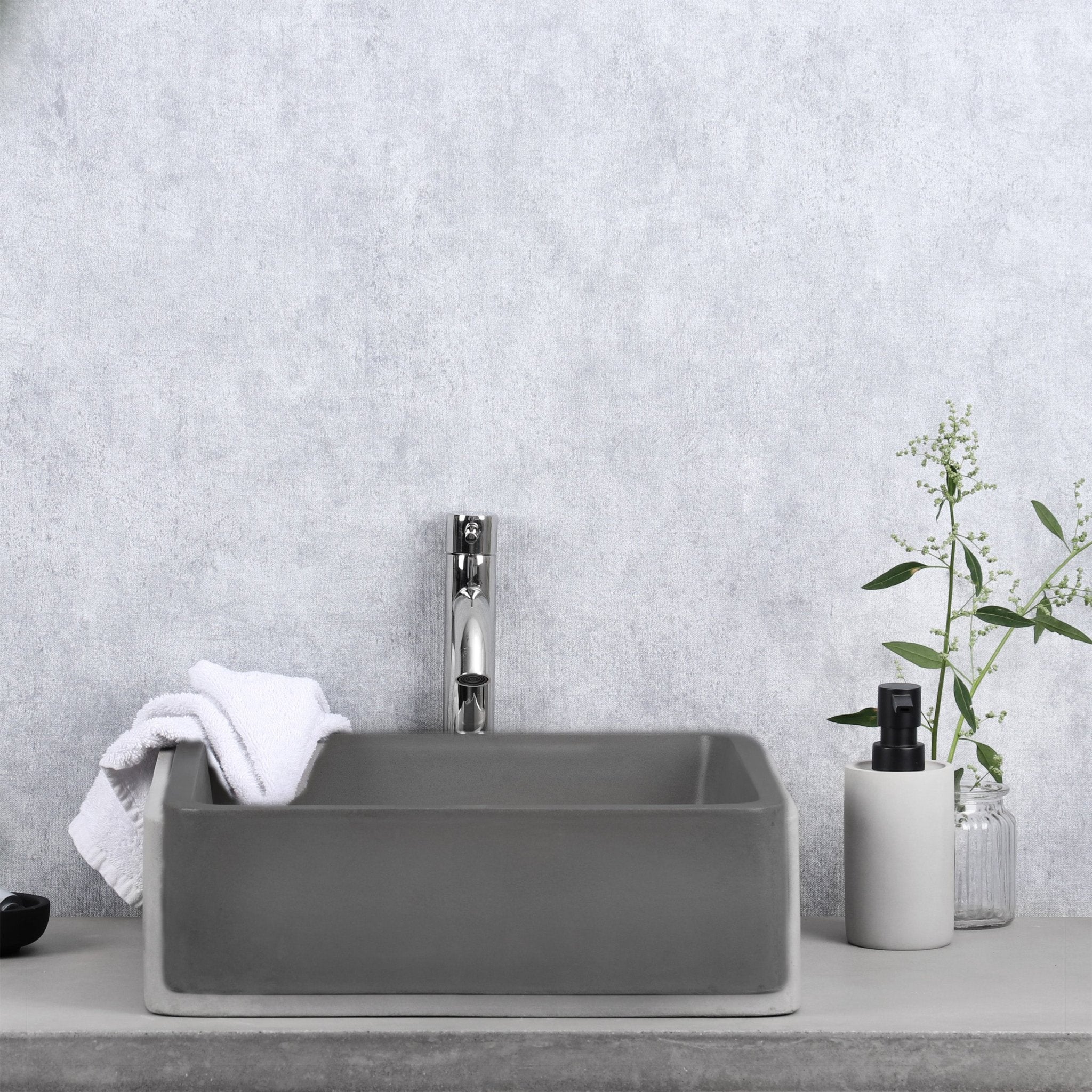 Differnz Marba waskom beton | donkergrijs | 40 x 40 x 12 cm - Mozaiektegel.com