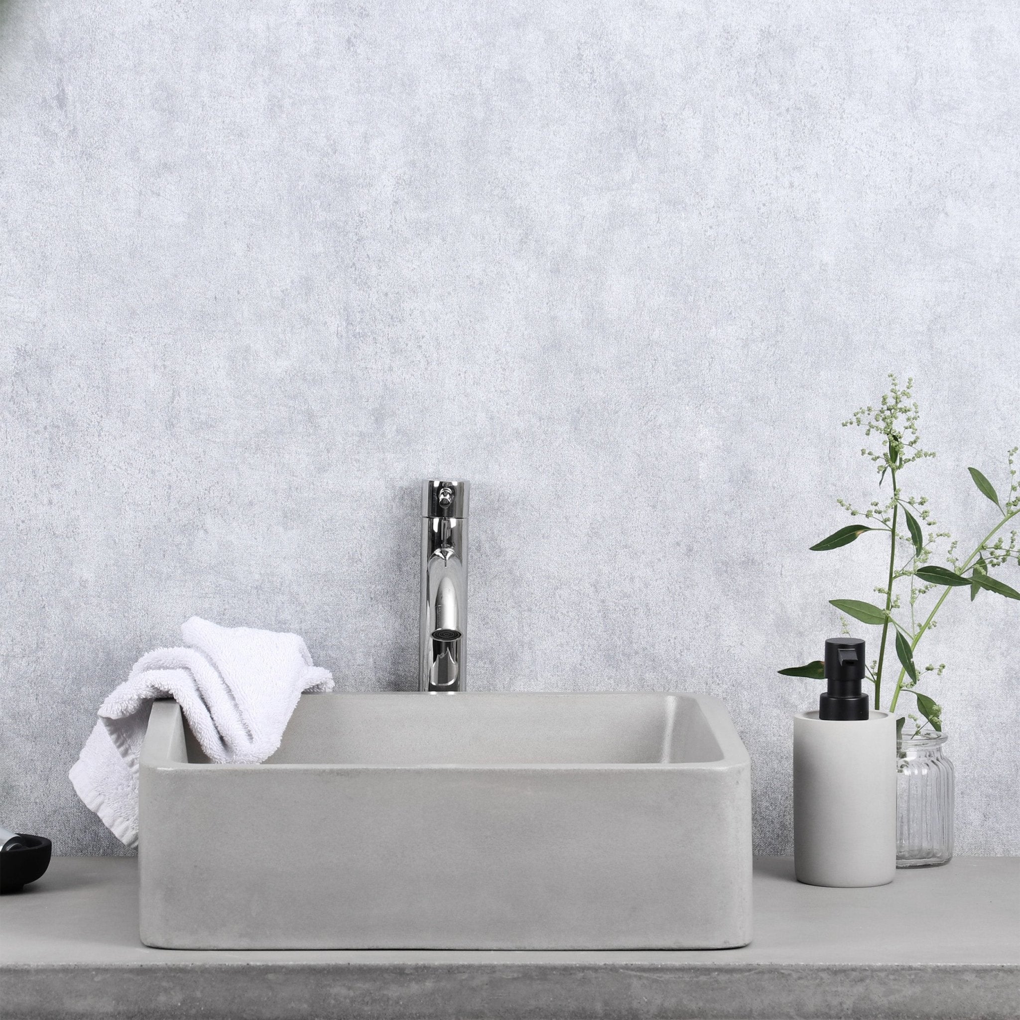 Differnz Marba waskom beton | lichtgrijs | 40 x 40 x 12 cm - Mozaiektegel.com