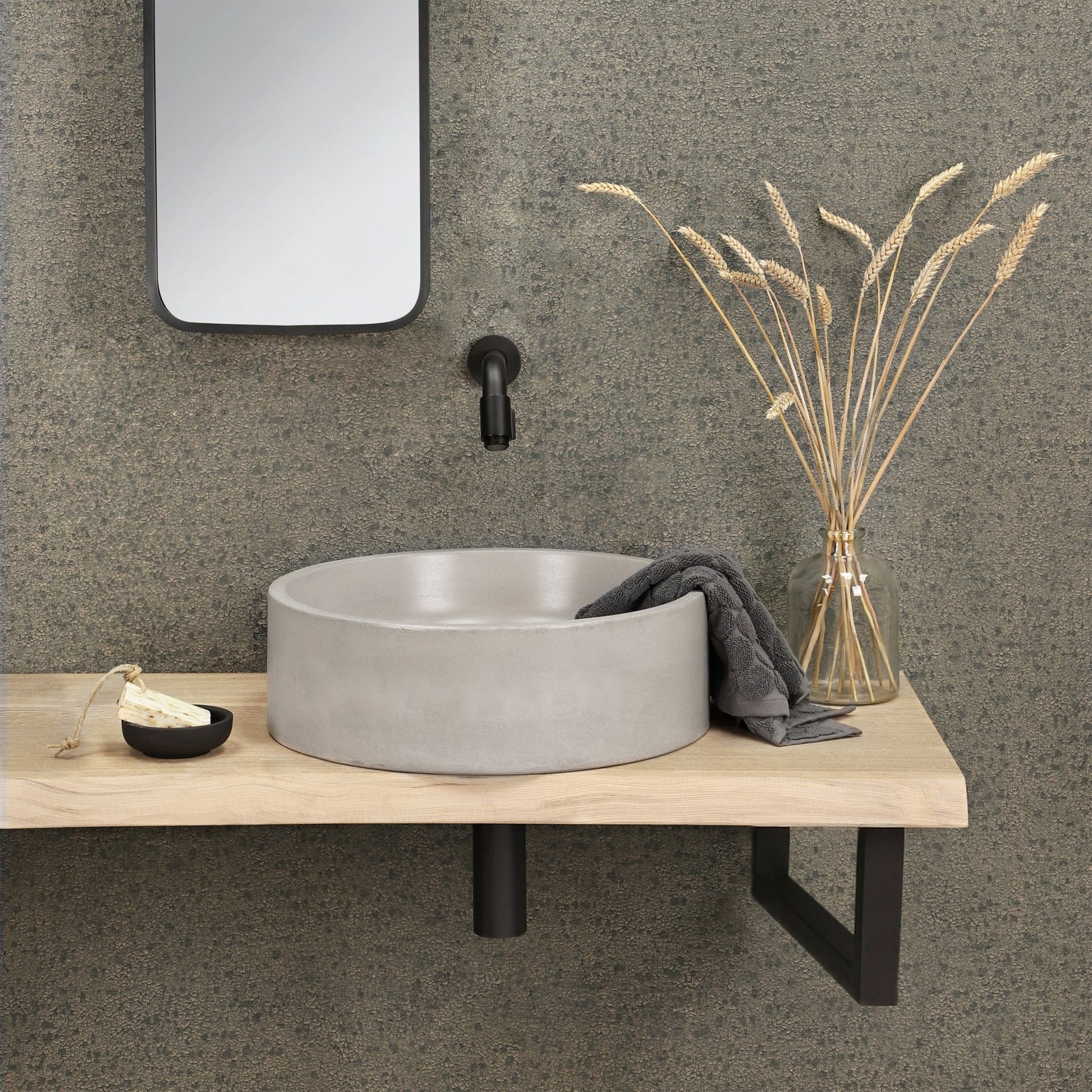 Differnz Marba waskom beton | lichtgrijs | 42 x 42 x 13 cm - Mozaiektegel.com