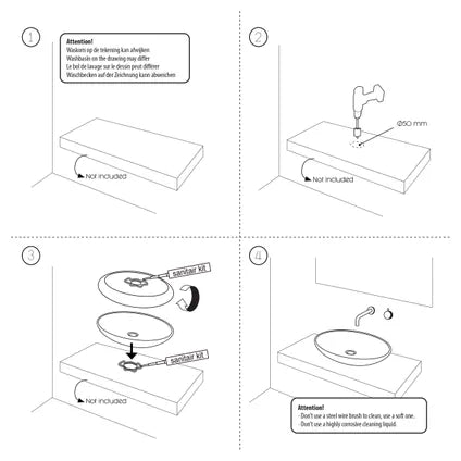 Differnz Mira waskom keramiek | beige/wit | Ø 36 x 12 cm - Mozaiektegel.com