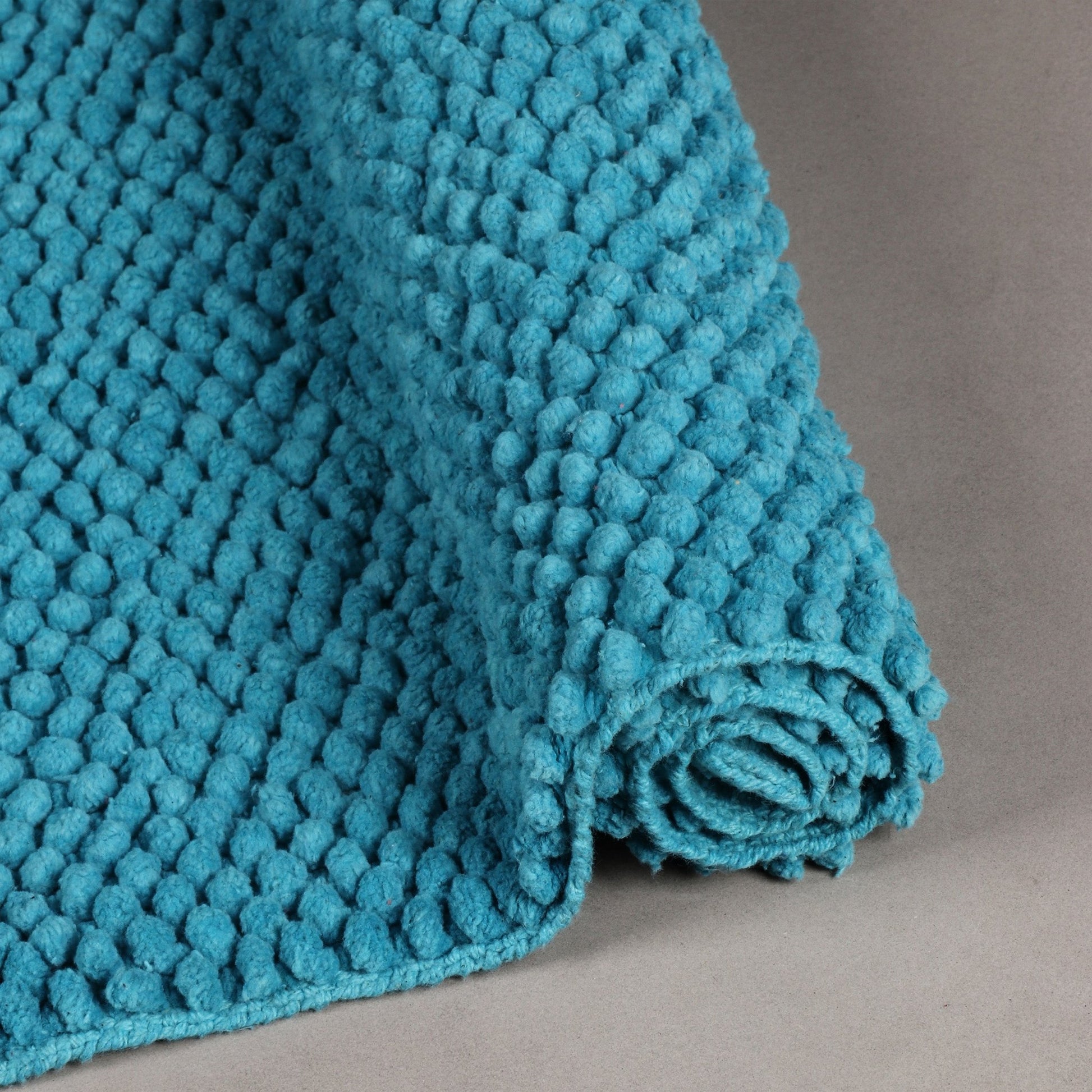 Differnz Popcorn badmat 100% katoen - geschikt voor vloerverwarming - 50 x 80 cm - petrol - Mozaiektegel.com