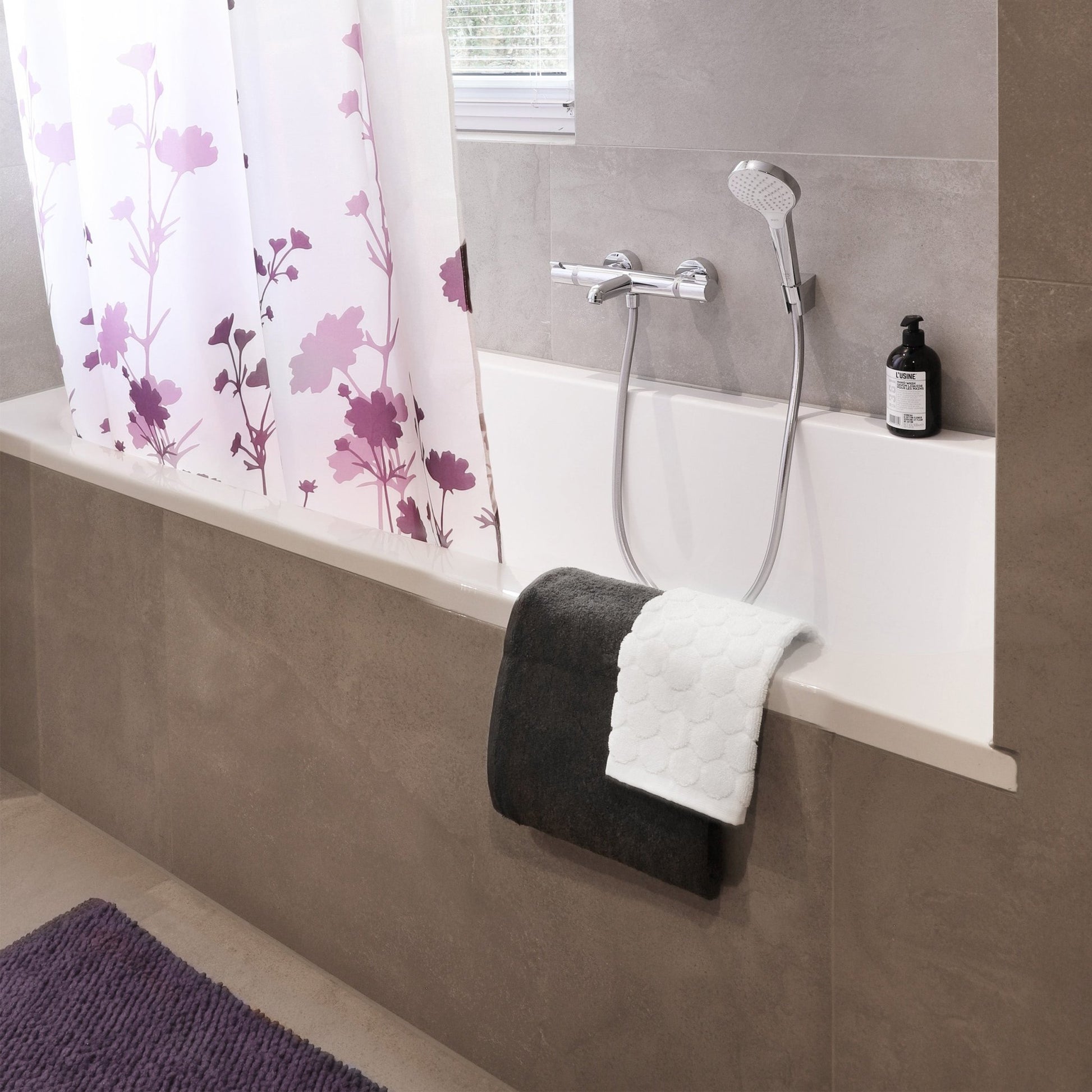 Differnz Popcorn badmat 100% katoen - geschikt voor vloerverwarming - 50 x 80 cm - violet - Mozaiektegel.com