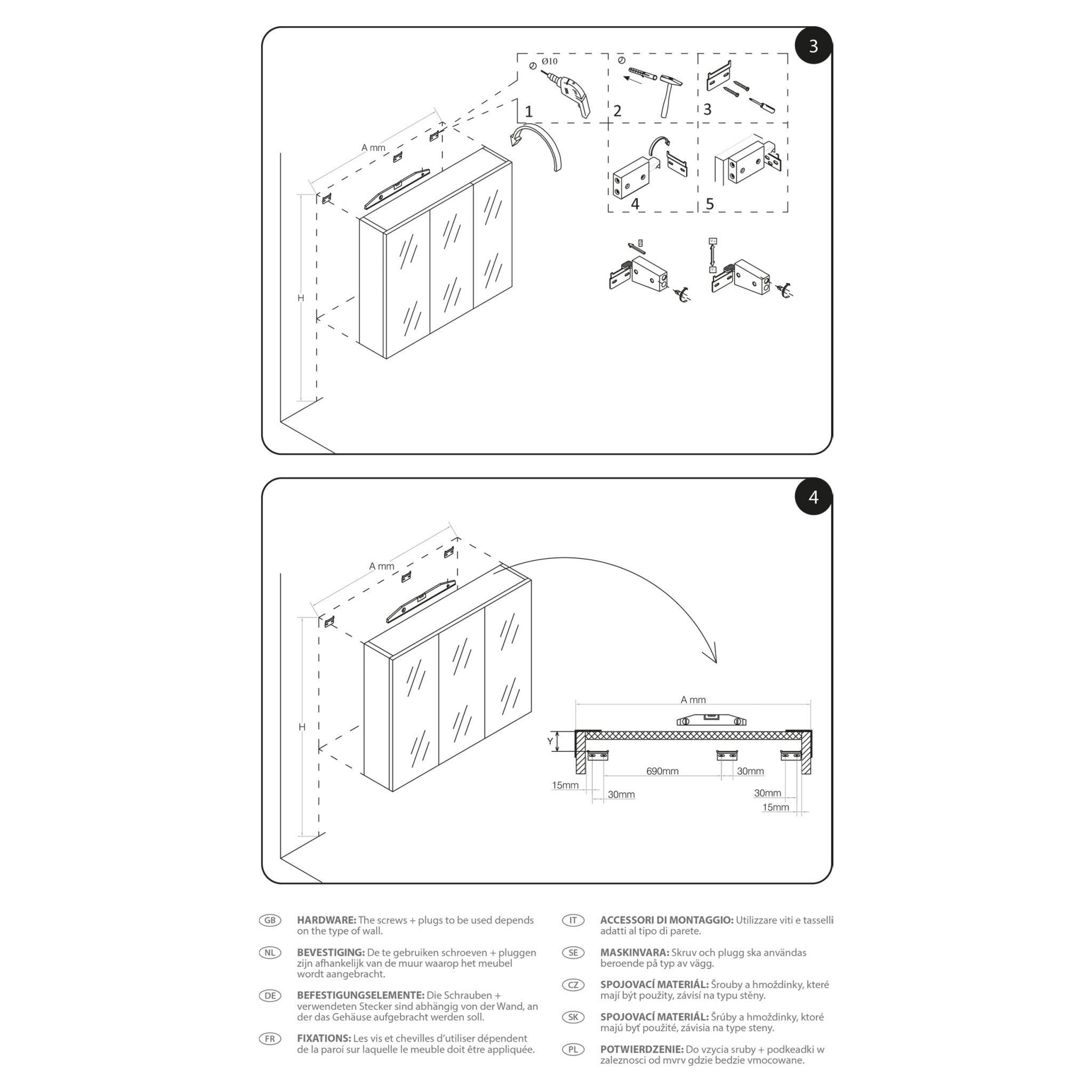Differnz Providence spiegelkast FSC® | wit | 120 x 16 x 70 cm - Mozaiektegel.com