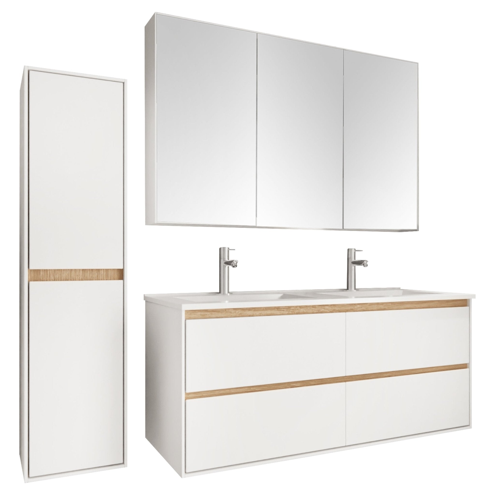 Differnz Providence wastafel | wit | 122 x 46.5 cm - Mozaiektegel.com