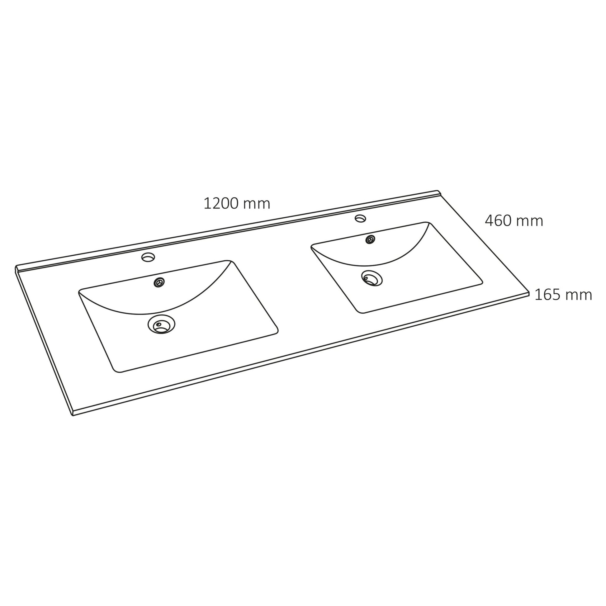 Differnz Providence wastafel | wit | 122 x 46.5 cm - Mozaiektegel.com