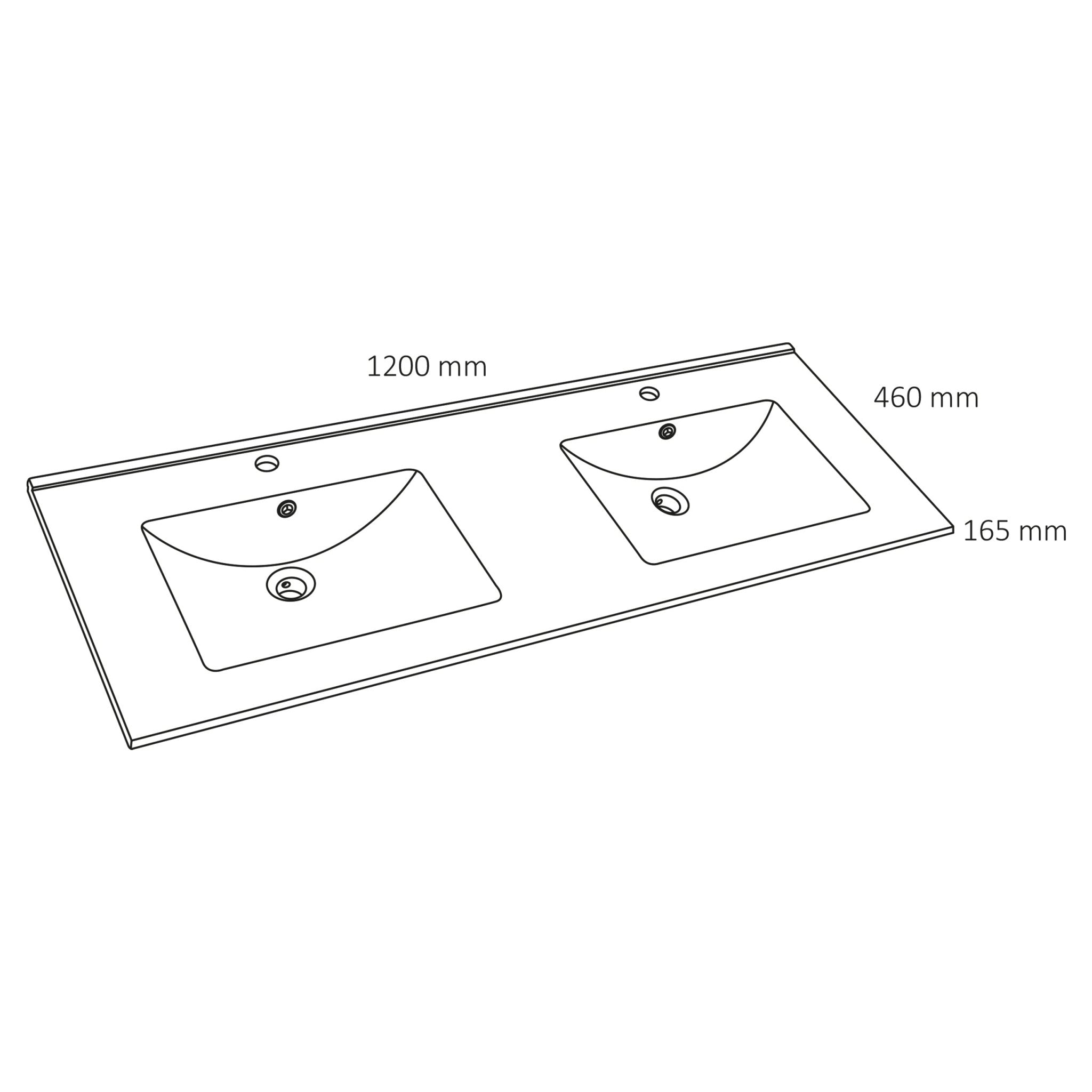 Differnz Providence wastafel | wit | 122 x 46.5 cm - Mozaiektegel.com