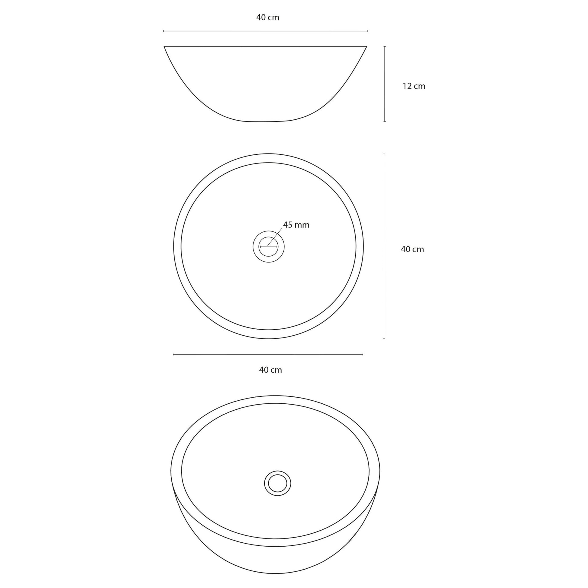 Differnz Ravano waskom beton | donkergrijs | Ø 40 x 12 cm - Mozaiektegel.com