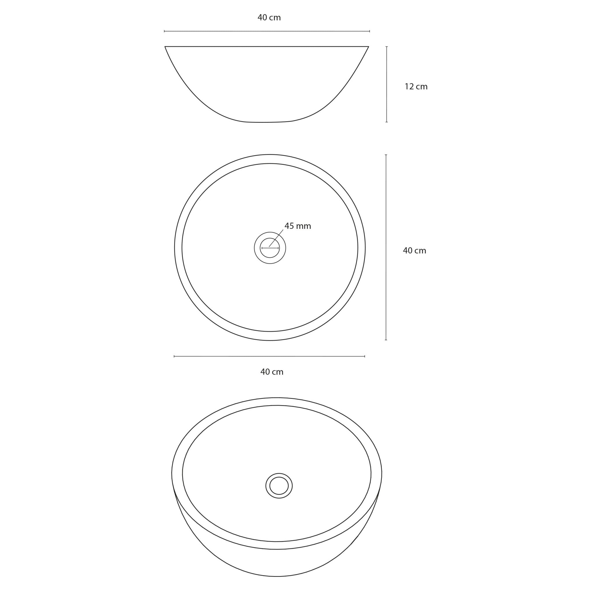 Differnz Ravano waskom beton | donkergrijs | Ø 40 x 12 cm - Mozaiektegel.com