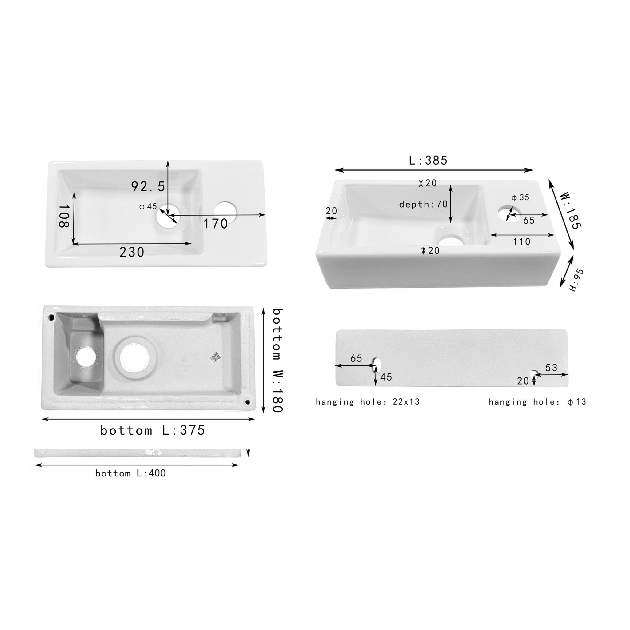 Differnz Ravo fontein keramiek - 38.5 x 18.5 x 9.5 cm - wit - Mozaiektegel.com