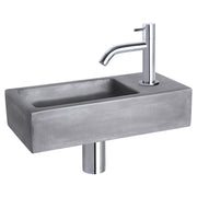 Differnz Ravo fonteinset beton donkergrijs - kraan gebogen - 38.5 x 18.5 x 9 cm - chroom - Mozaiektegel.com